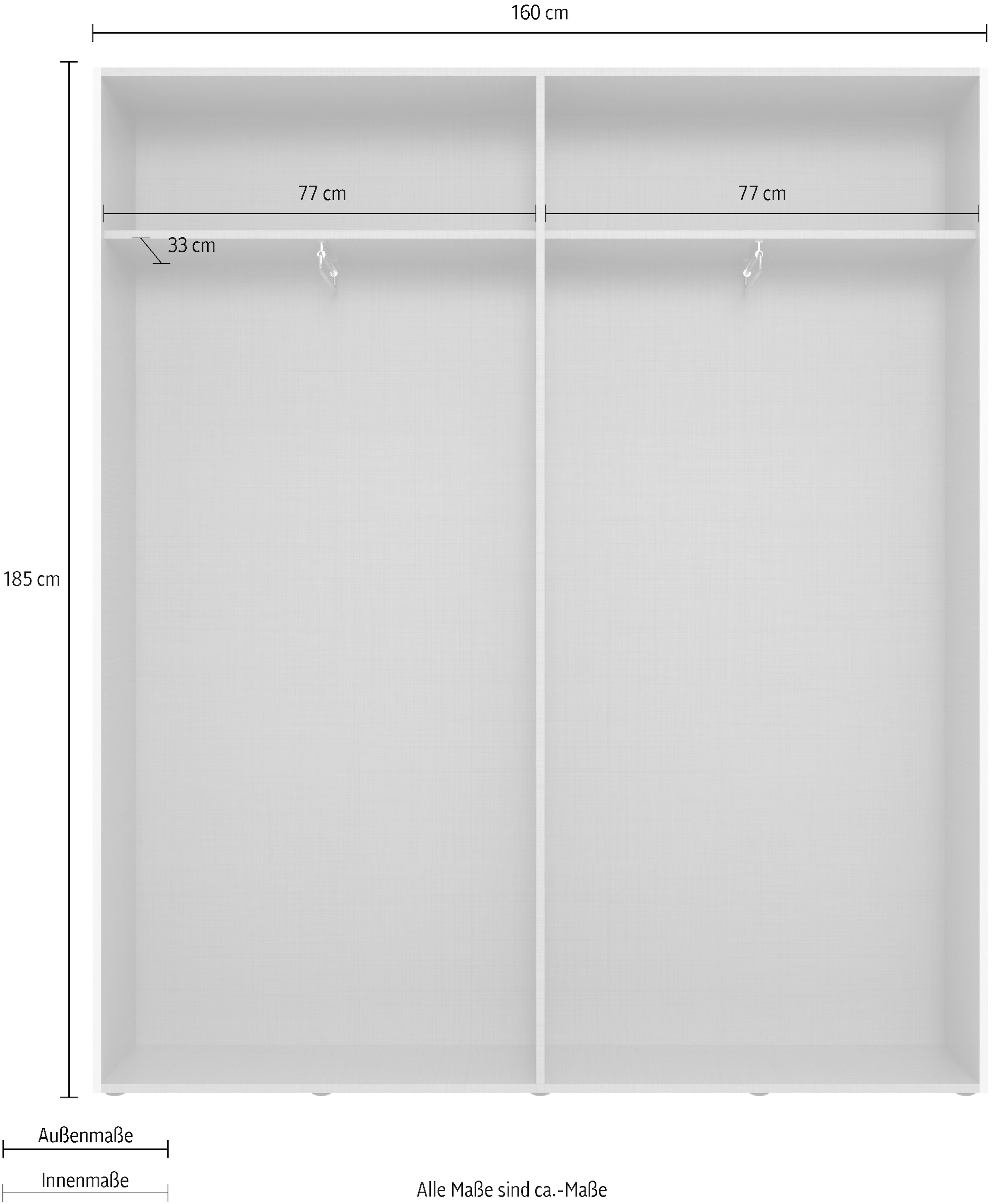 Wimex Kleiderschrank »Mugano,in 8 Breiten,3 Höhen,2 Tiefen, viele Farben, Made in Germany«, (in Basic oder Premium Ausstattung mit 2 weiteren Einlegeböden), mit langen oder kurzen Griffen aus Metall, mit oder ohne Spiegel