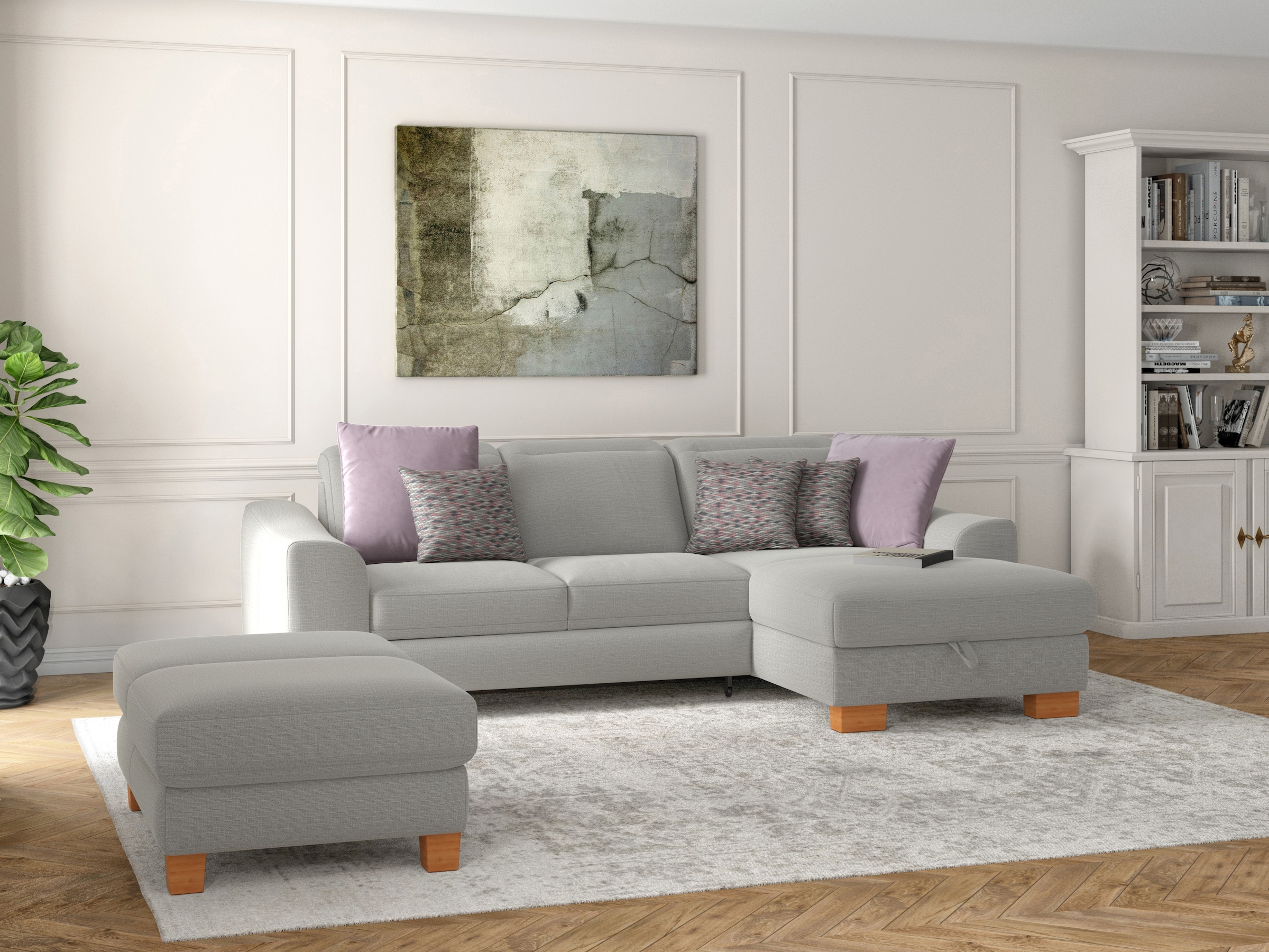 sit&more Polsterhocker »Dundee«, mit Klappfunktion, Federkern und hochwertigen Massivholzfüßen