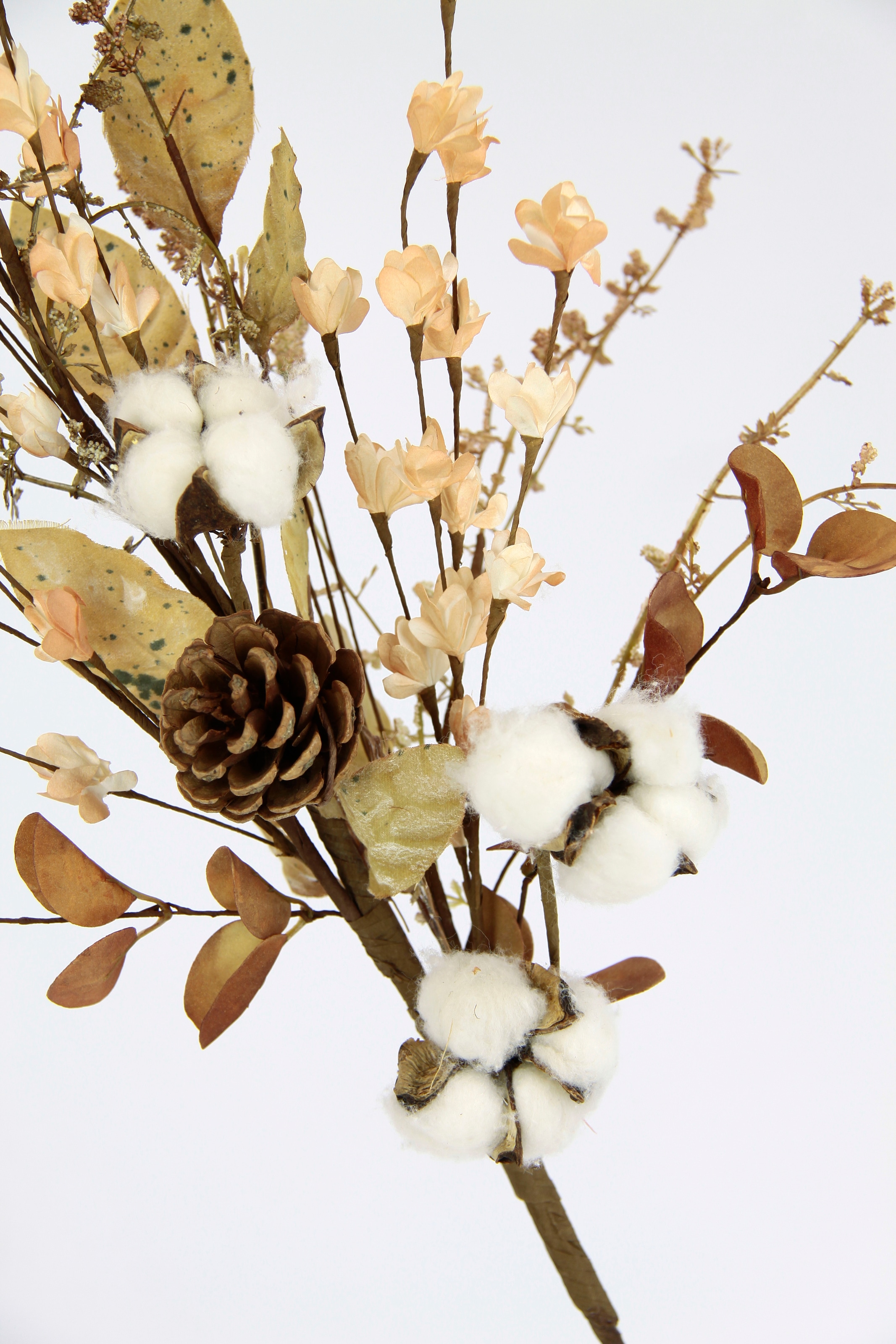 I.GE.A. Kunstblume »Baumwollzweig mit Zapfen«, 2er Set Dekozweig Graszweig Herbstzweig Künstliche Blumen