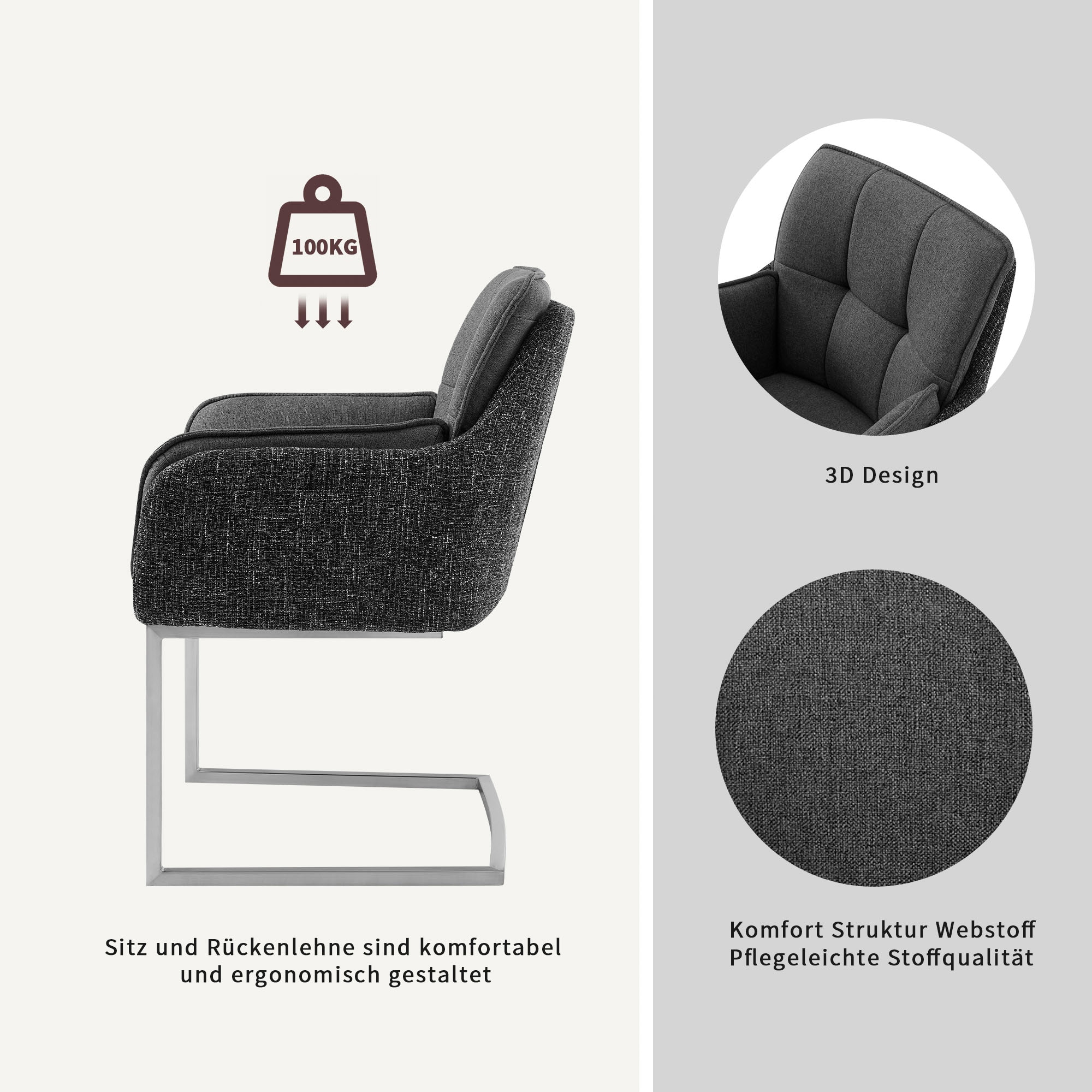 PLACES OF STYLE Esszimmerstuhl »Durham, TOPSELLER!, 1 Esszimmerstuhl in modernem Design, Sitz und Rücken gepolstert