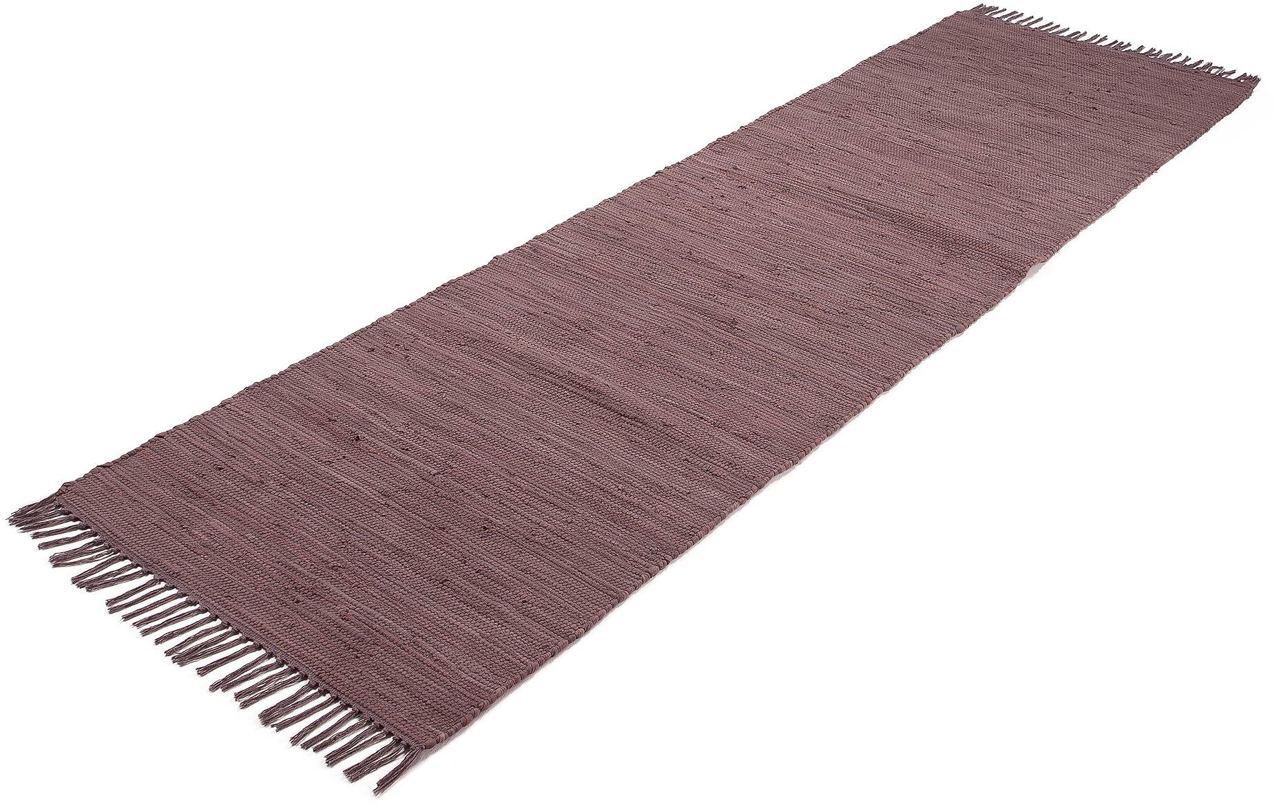 carpetfine Teppich »Kelim Chindi uni, auch als Läufer«, rechteckig, 5 mm Höhe, Wendeteppich, reine Baumwolle, handgewebt, Uni-Farben, mit Fransen