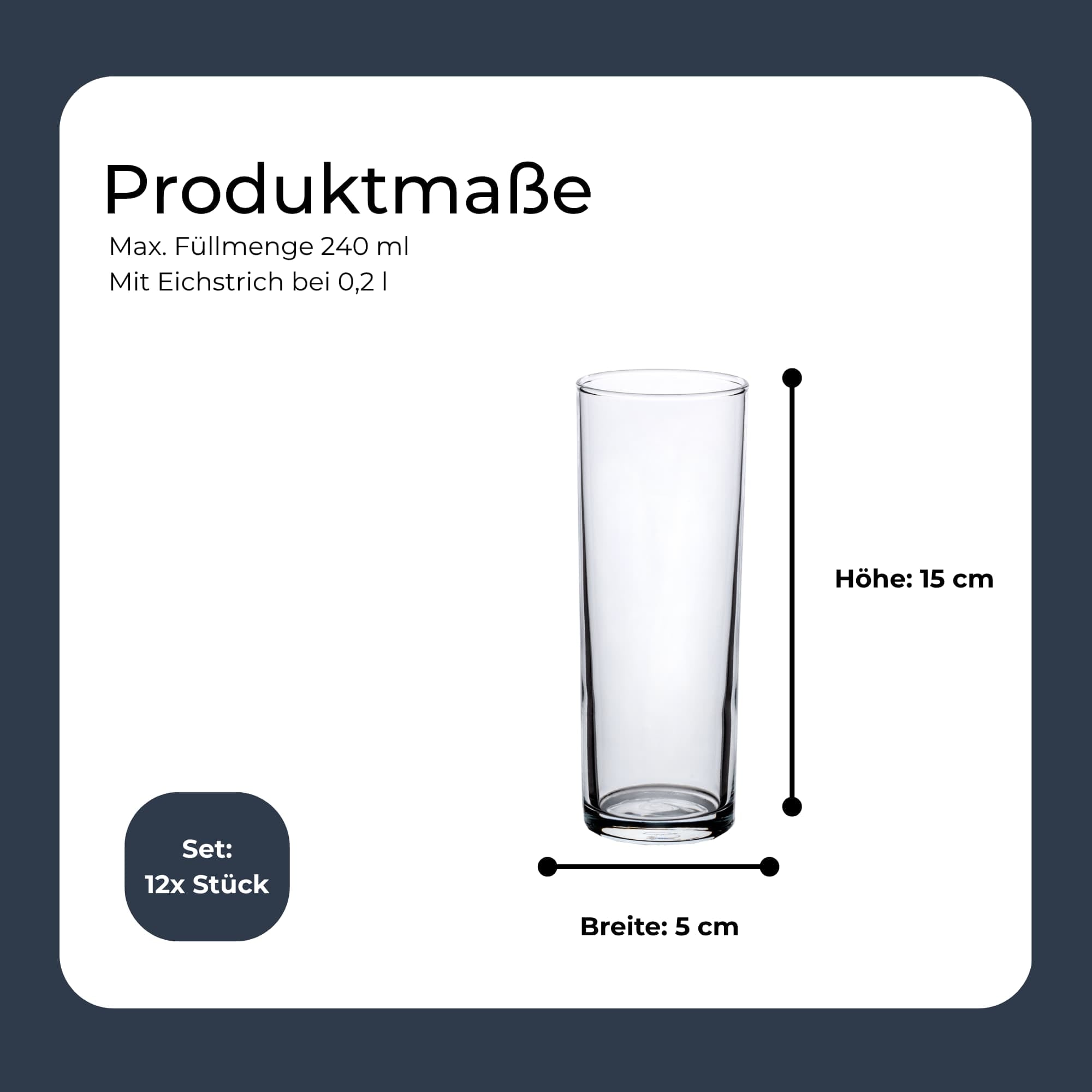 LUXENTU Bierglas »Kölschkranz-Set mit Gläsern 0,2 l 12er Set transparent« Spülmaschinenfest