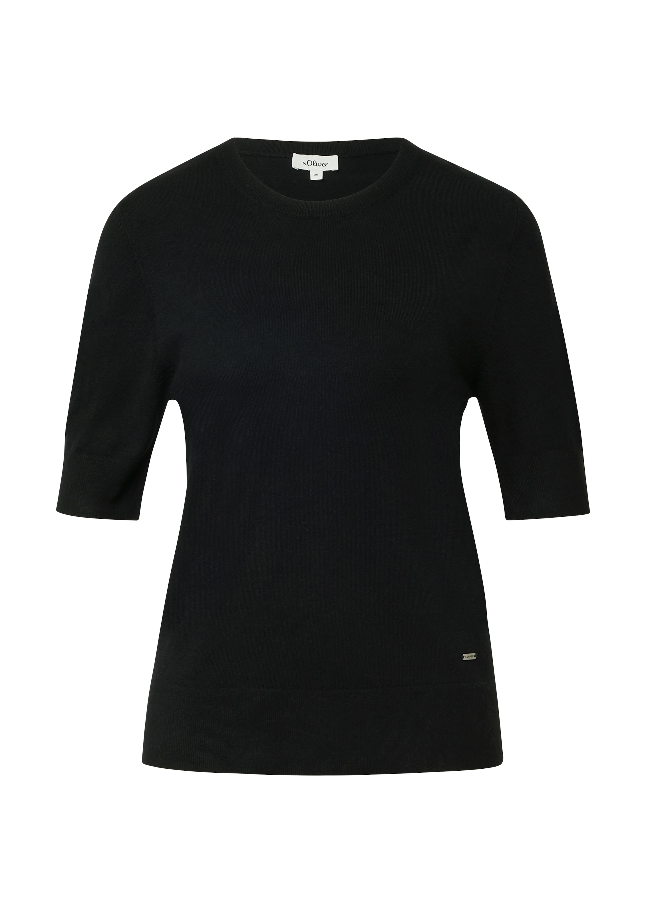 s.Oliver Kurzarmpullover mit Logo Stickerei
