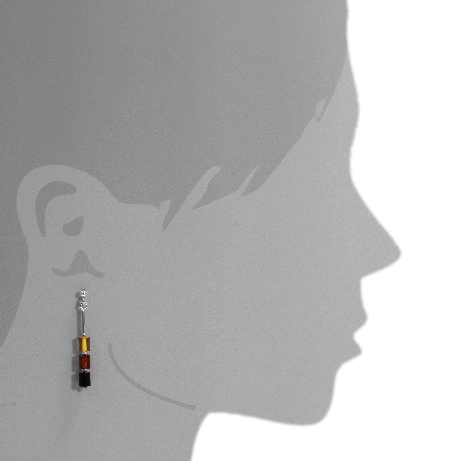 OSTSEE-SCHMUCK Paar Ohrhänger »- Walze - Silber 925/000 - Bernstein«