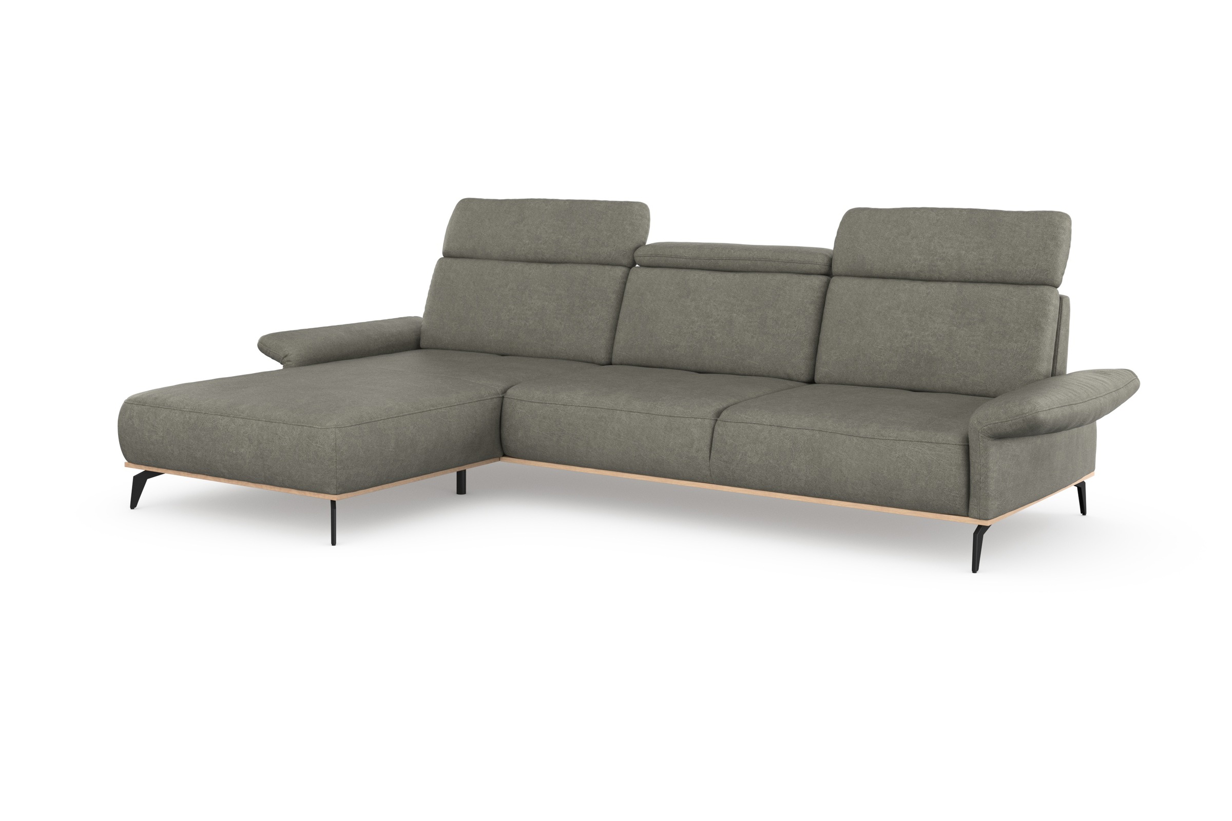 Places of Style Ecksofa »Fjord L-Form«, massiv, wahlweise mit Armlehnfunktion, Kopf- Sitztiefenverstellung