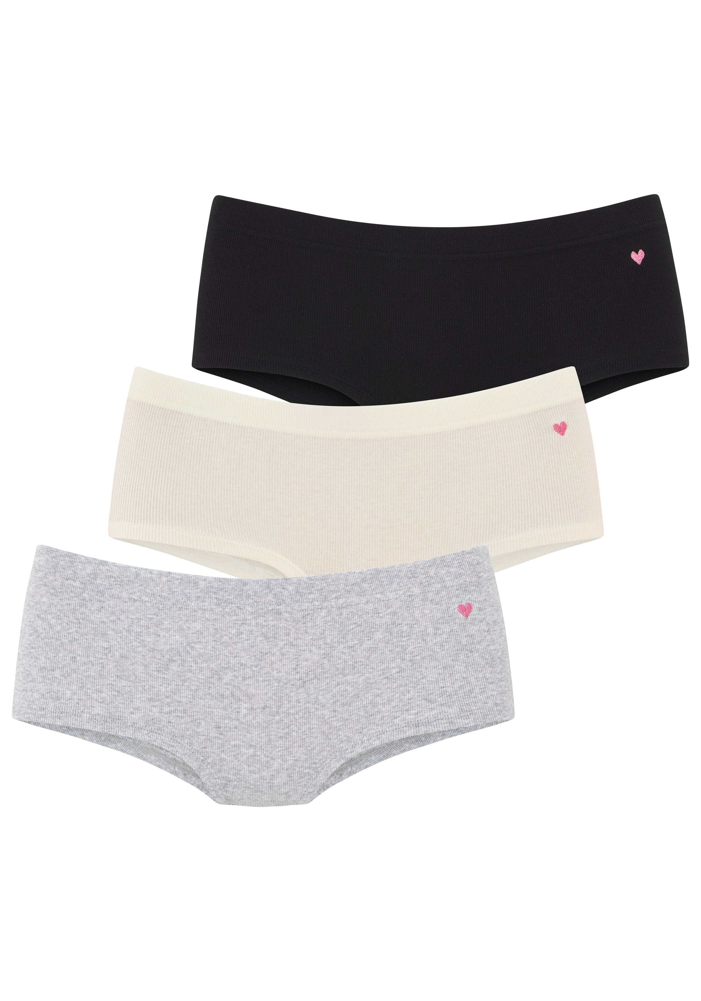 LASCANA Hüftpanty 3er Pack,  in elastischer Rippen-Qualität