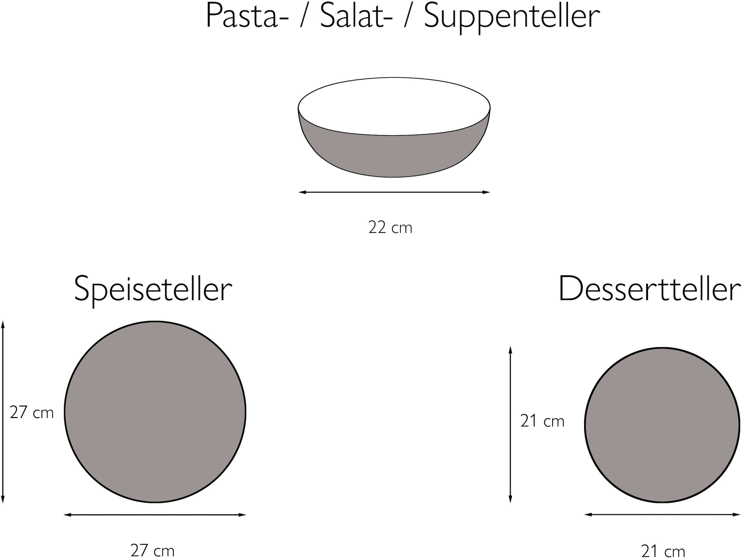 CreaTable Teller-Set »Schiefer Black«, (Set, 12 tlg.), robuste, kratzfeste, seidenmatte Glasur