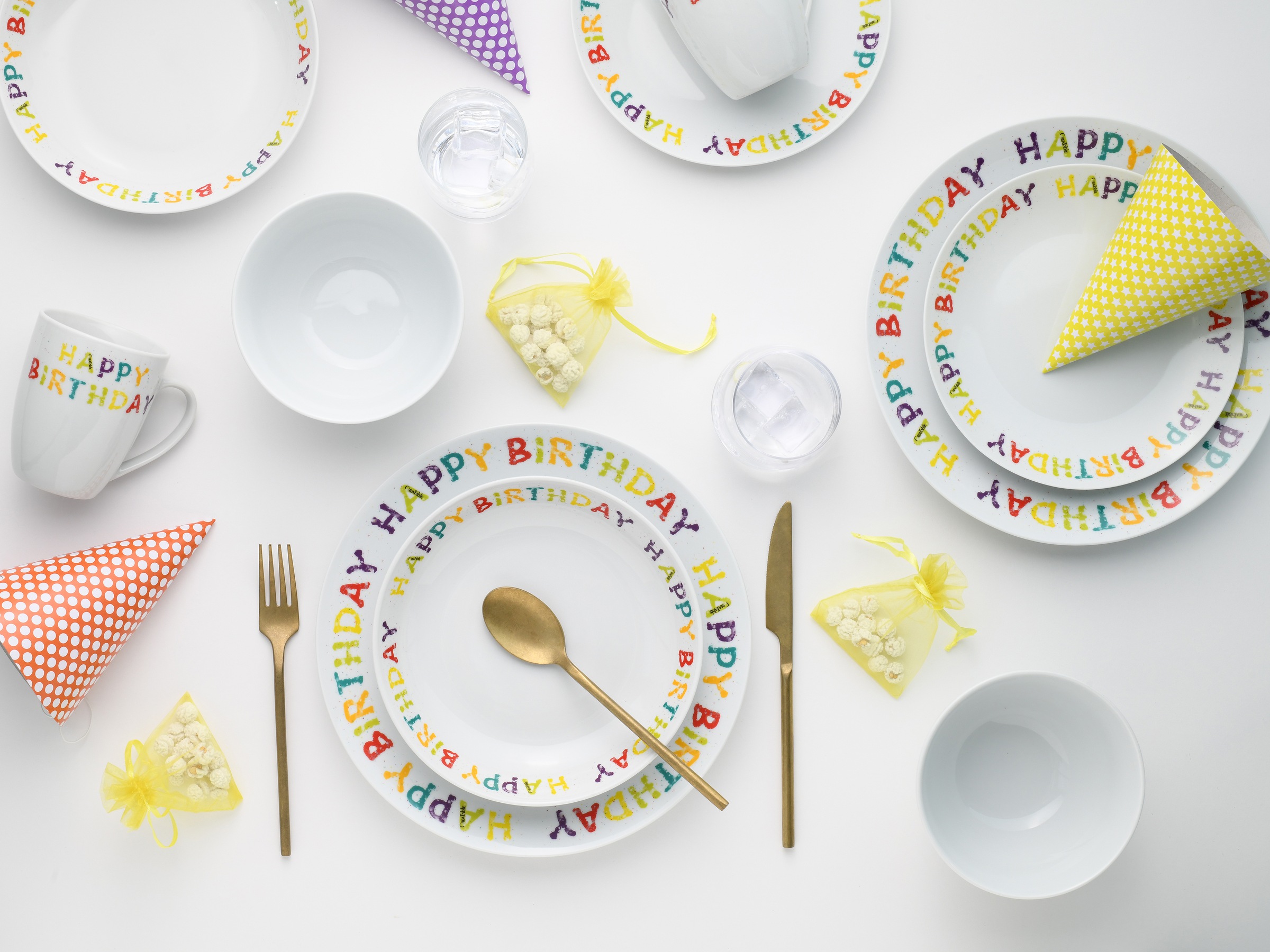 CreaTable Kombiservice »Happy Birthday, Kombi-Service 20-tlg.« Fröhliches buntes Geschirr, Für alle Geburtstagsfeierlichkeiten