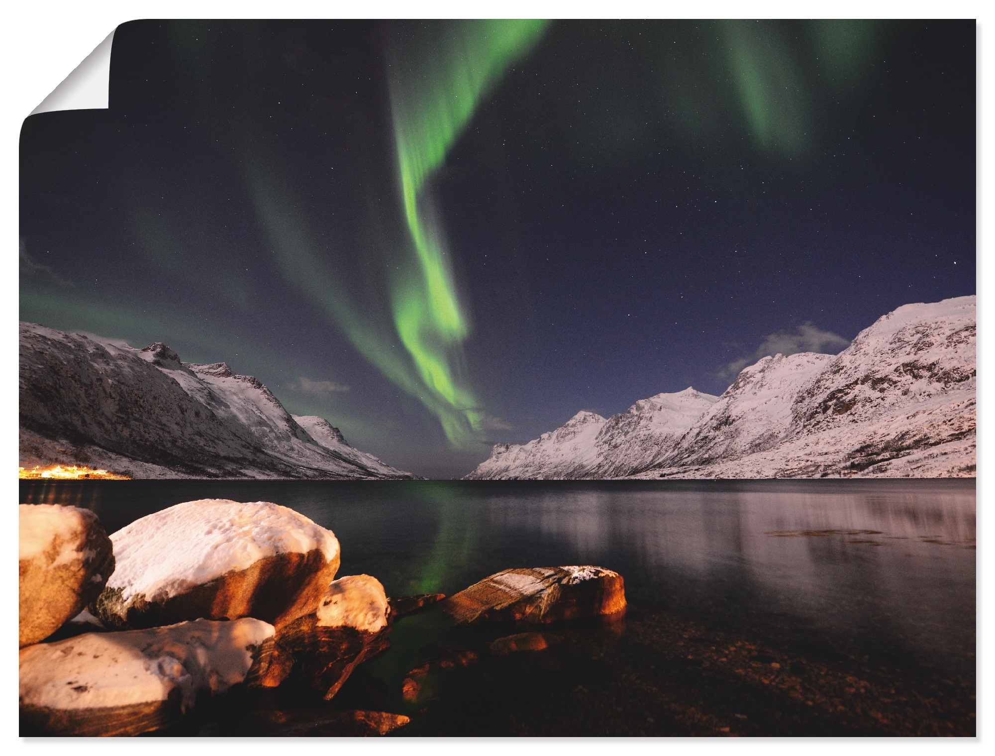 Wandbild »Nordlicht Norwegen II«, Himmel, (1 St.), als Alubild, Outdoorbild, Poster in...