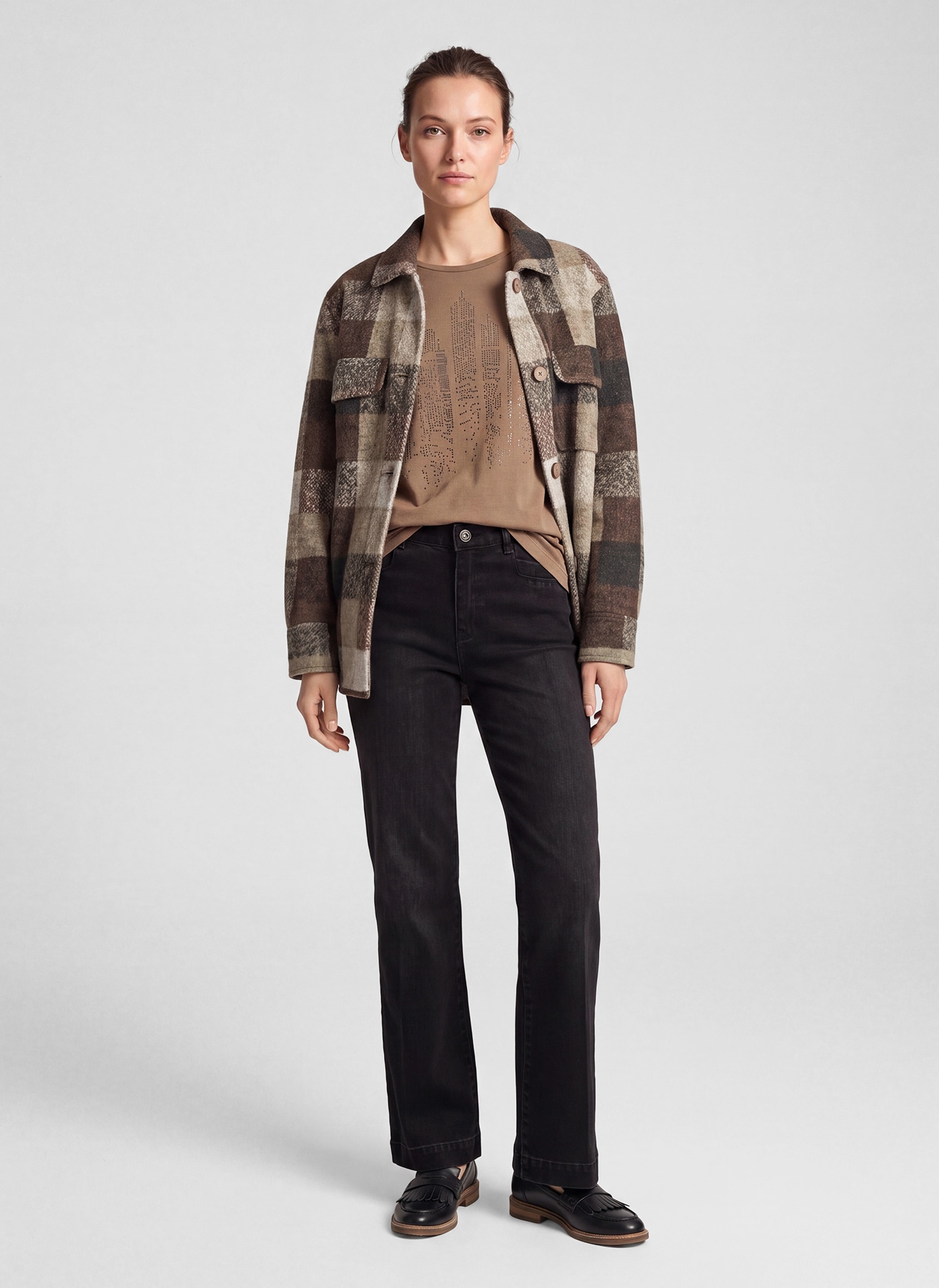 Rabe Hemdjacke ohne Kapuze im Karo-Look und mit Knopfleiste