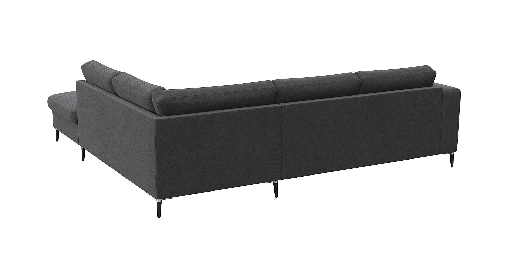 FLEXLUX Ecksofa »Fiore, bequem und komfortabel, zeitlos, L-Form« breite Armlehnen, Füße Alu/schwarz, B/T 241/225 cm, Kaltschaum im Sitz