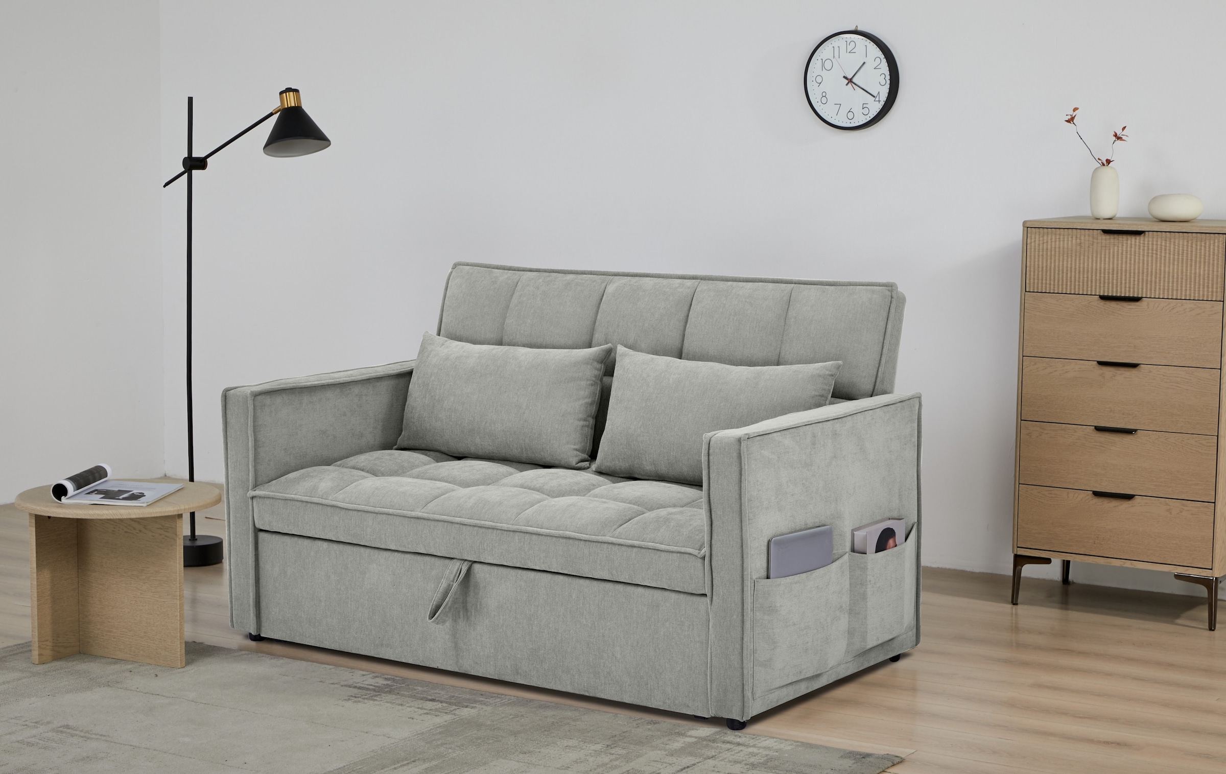 OTTO home Schlafsofa »STEFFO, 159 cm, 2-Sitzer, mit verstellbarer Rückenlehne« Klappmechanismus, Feinstruktur-Bezug, natürliche Farben