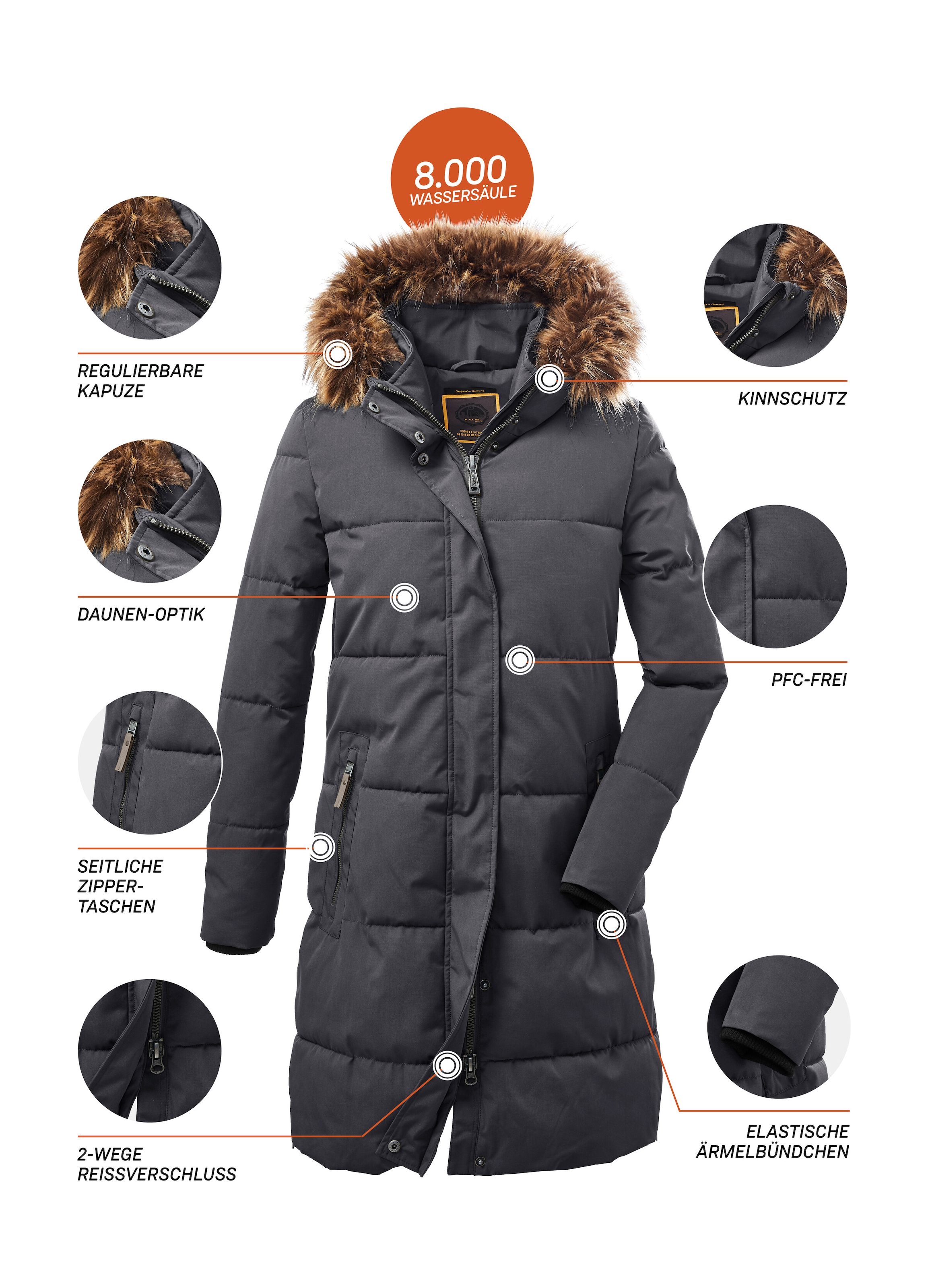 G.I.G.A. DX by killtec Steppmantel »GW 18 WMN QLTD PRK« wasserabweisend, abnehmbares Kunstfell