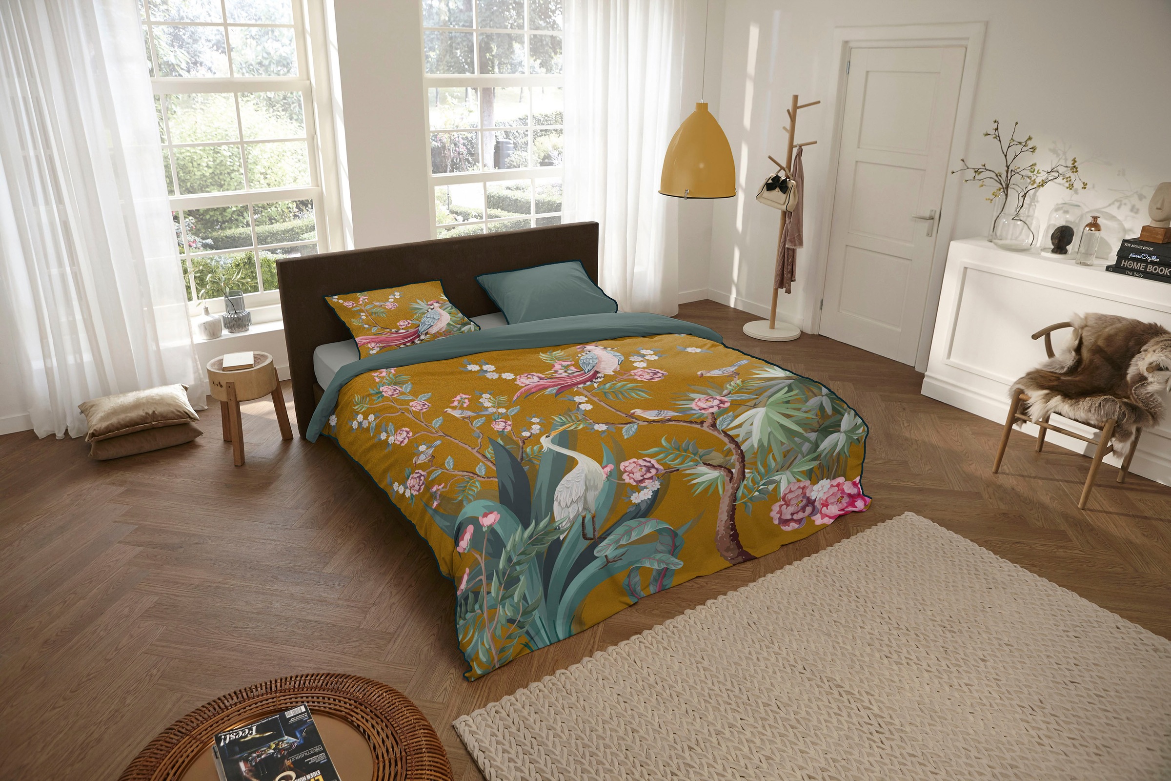 Descanso Wendebettwäsche »Sarenza«, Mako Satin, 135x200, Biese, Reißverschluss, Wendeoptik, Blumen, Grau