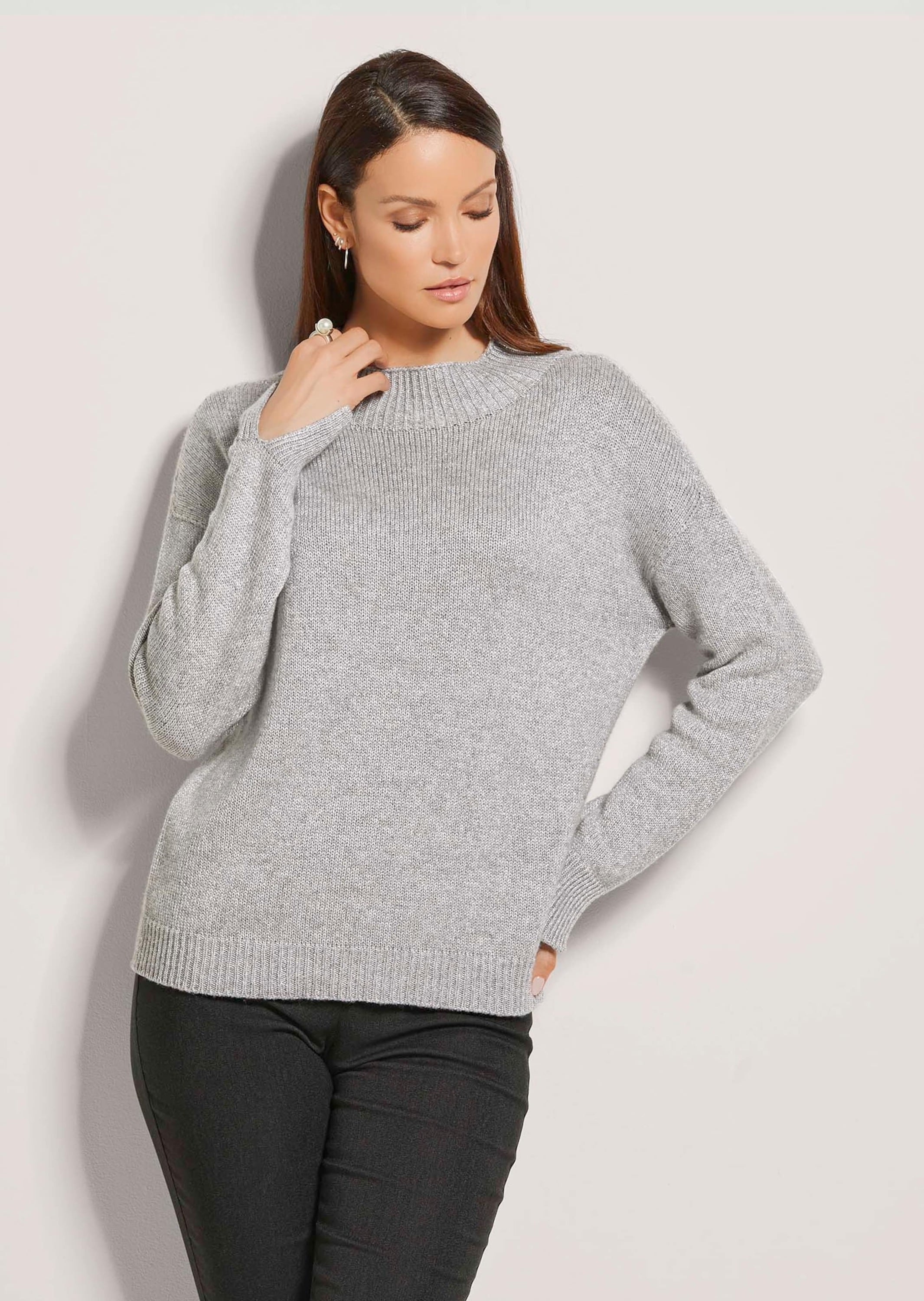 MADELEINE Longpullover »Pullover Kurzer Stehkragen-Pullover«