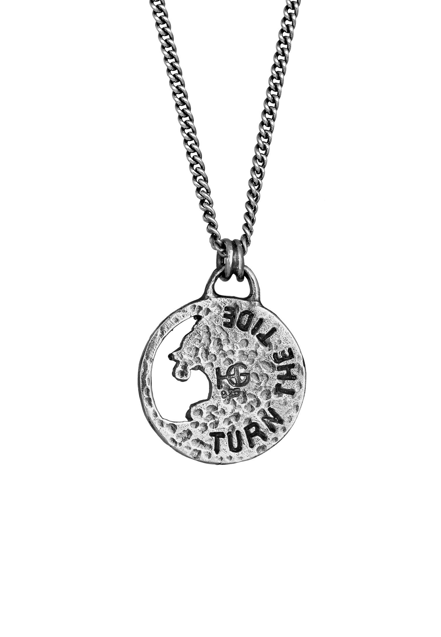 HAZE & GLORY Kette mit Anhänger »Halskette Anhänger Münze - Tide Welle Maritim 925 Silber«