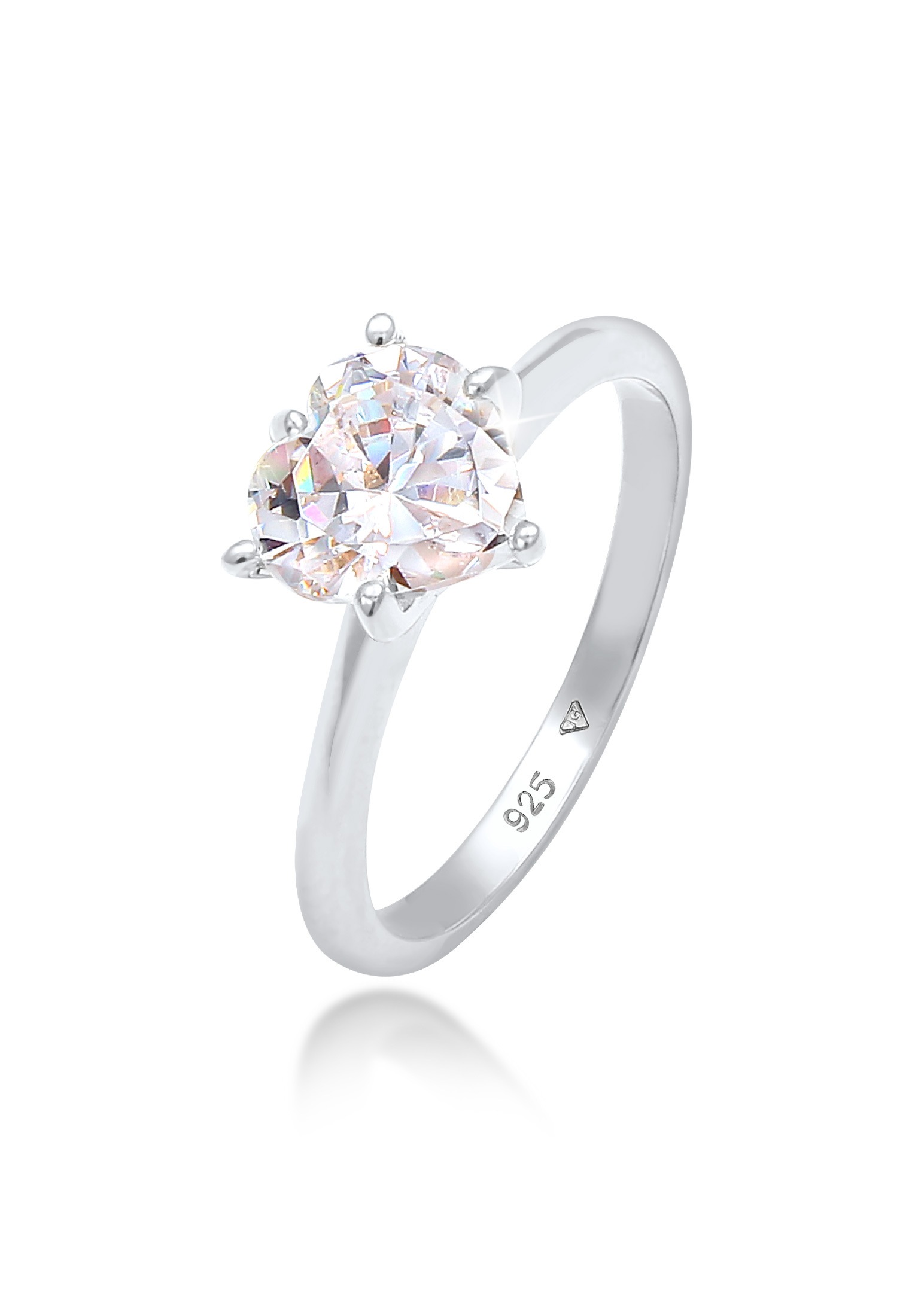 Elli Fingerring »Ring Herz Zirkonia Verlobungsring Solitär 925 Silber«