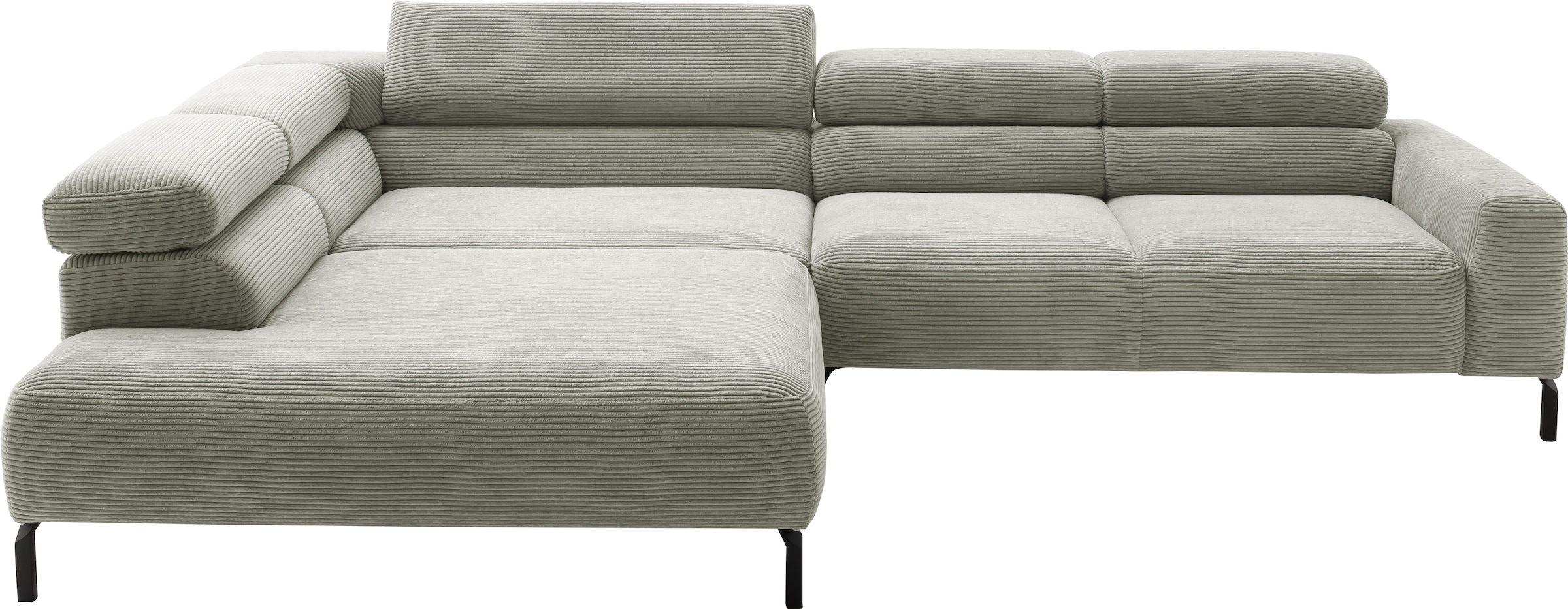 Home affaire Ecksofa »Antonelli, L-Form,  inkl. Kopfteilverstellung, Breite 312 cm« ohne Sitztiefenverstellung, in Cord, stone