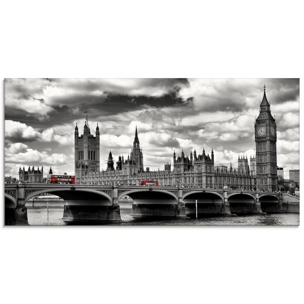Artland Glasbild »London Westminster Bridge & Red Buses«, Großbritannien, (1 St.)