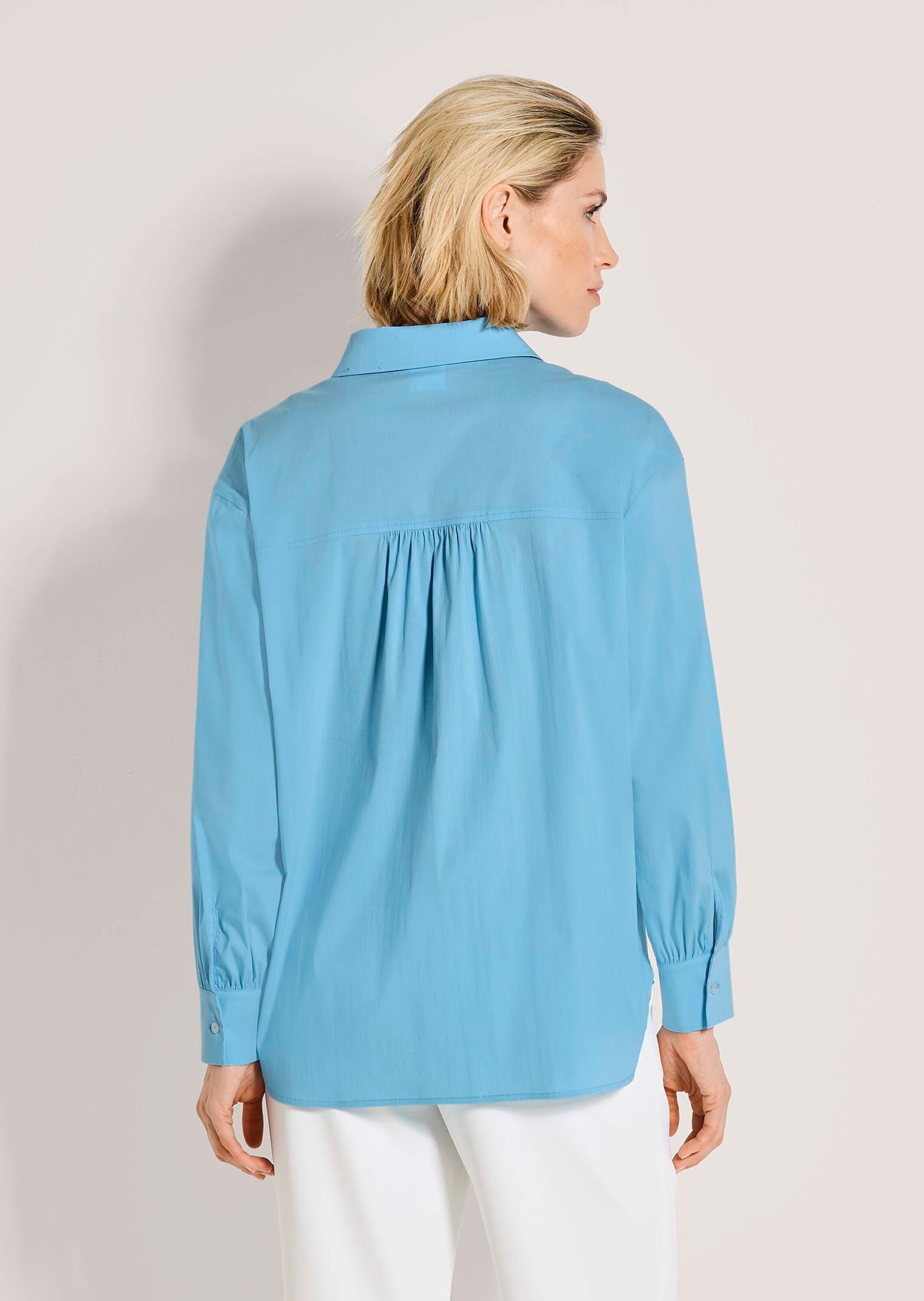 MADELEINE Langarmbluse »Hemdbluse Baumwollbluse mit Paspeltaschen« Bluse mit Gerundetem Saum