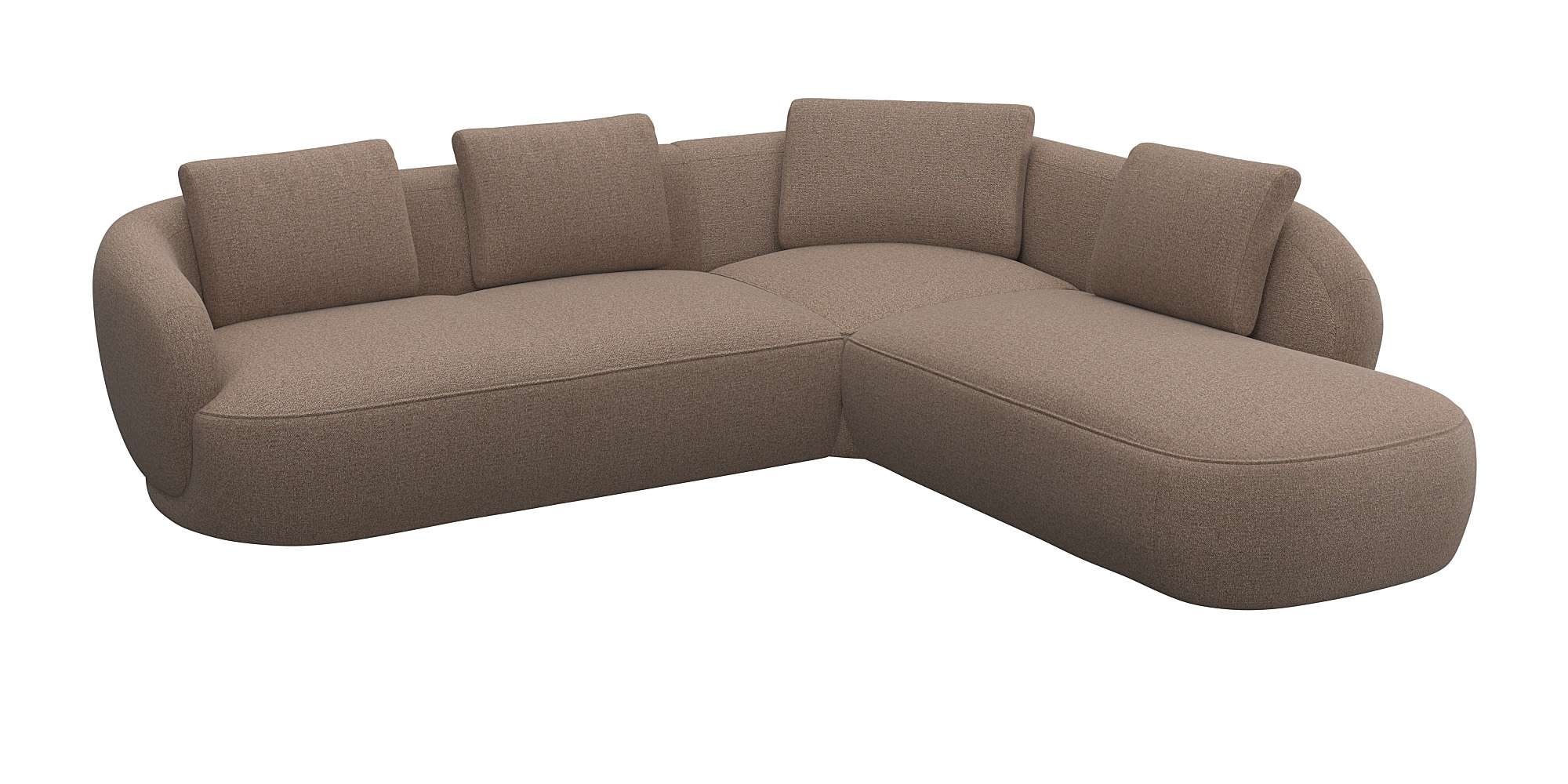 FLEXLUX Ecksofa »Torino, rund, L-Form, Sofa-Ecke mit Ottomane«, Modernes, organisches Sofa-Design, Kaltschaum, Wellenunterfederung