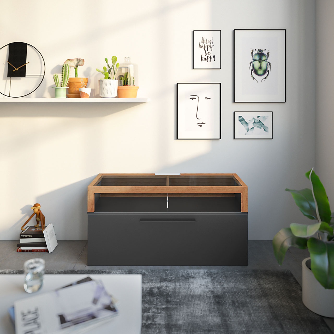 GALLERY M Lowboard »Arrive 73141«, Breite 120,3 cm, mit 1 Auszug und einem Aufsatz mit 2 offenen Fächern, Höhe 60.9 cm
