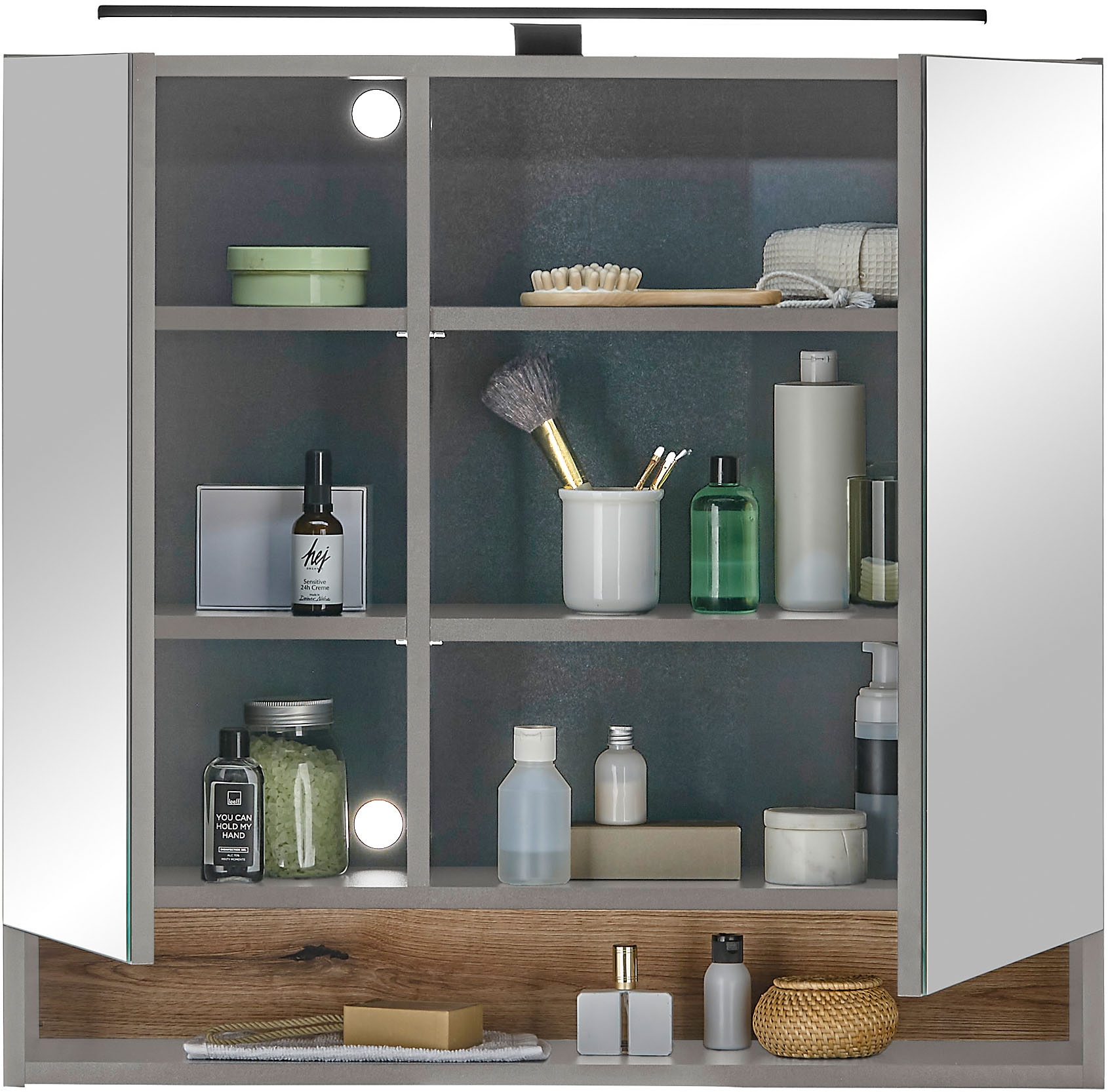 BASIC by Balculina Spiegelschrank »Denver Spiegelschrank, Badezimmerschrank BxHxT 80x75x22«, (1 St.), Breite 80 cm, Tür L/R montierbar, Softclose