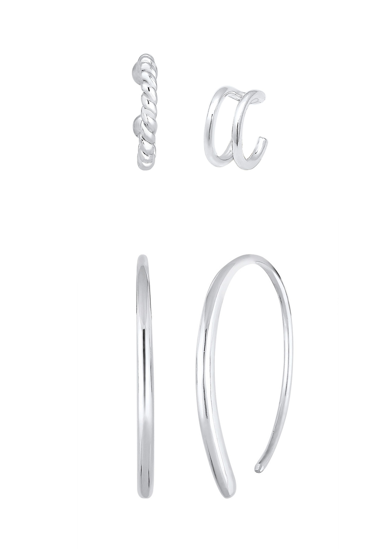 Elli Ohrstecker-Set »Ohrringe Basic Set Creolen Earcuff Blogger Trend 925 Silber«