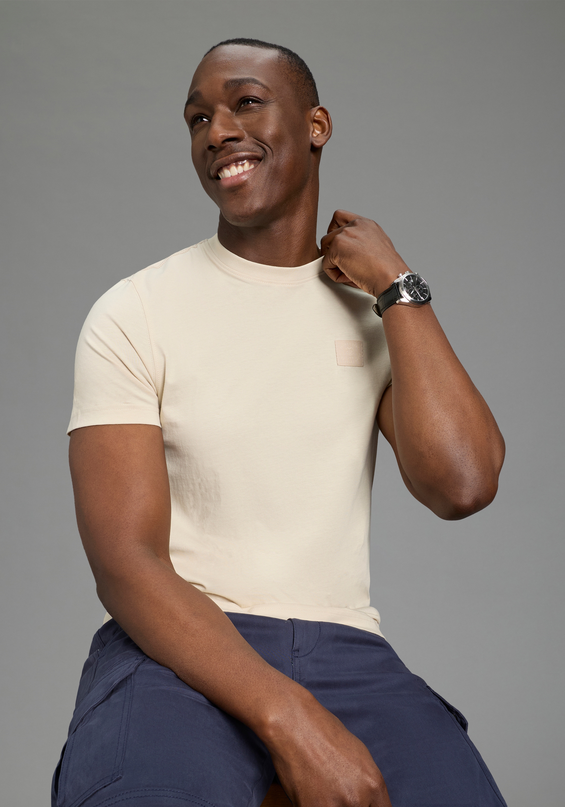 DELMAO Rundhalsshirt Kurzarm,  Regular Fit,  basic,  aus 100% Baumwolle