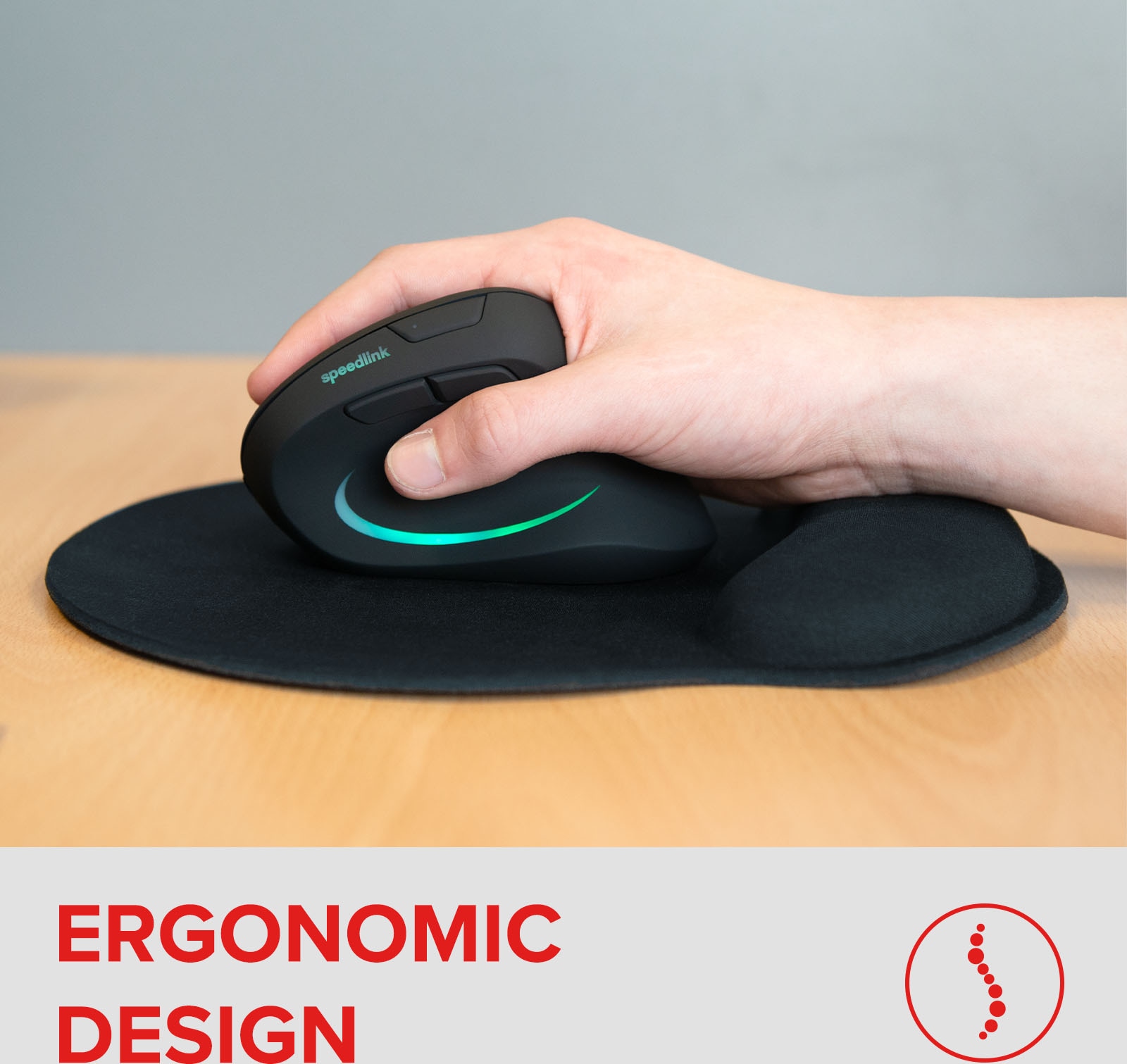 Speedlink Mauspad »VELLU Memory Foam ergonomisches Mousepad mit Handauflage« rutschfest, schwarz