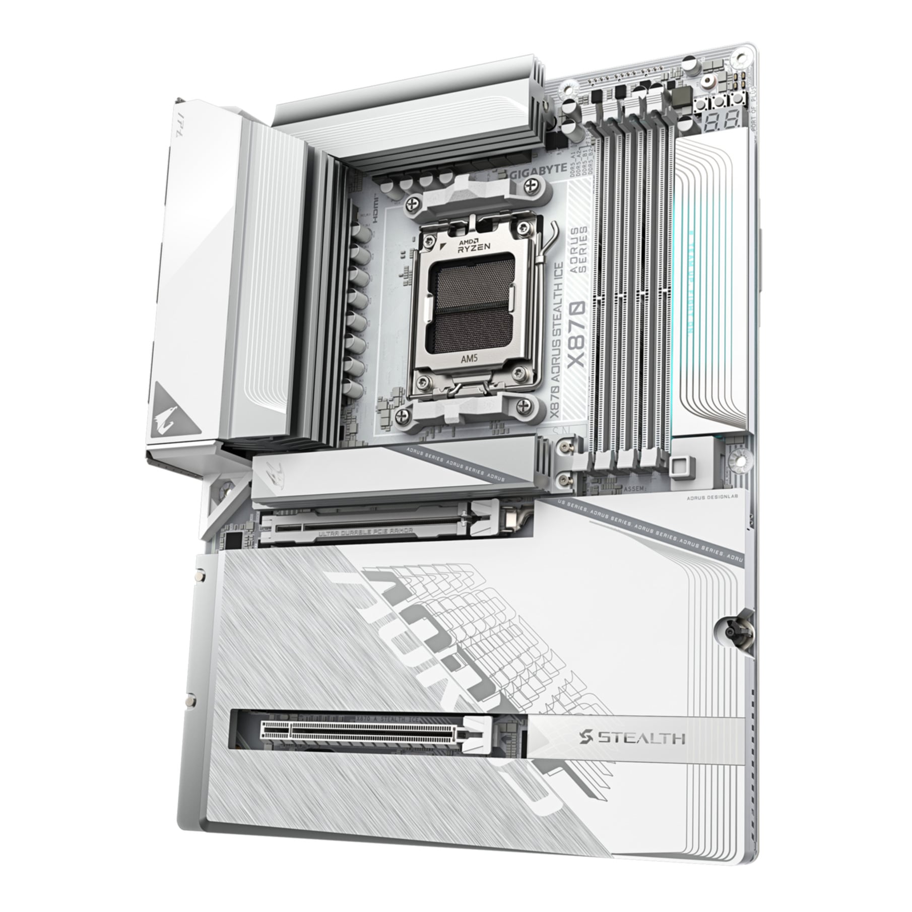 Gigabyte Mainboard »X870 AORUS STEALTH ICE Mainboard – Unterstützt AMD Ryzen 9000 CPUs, di«