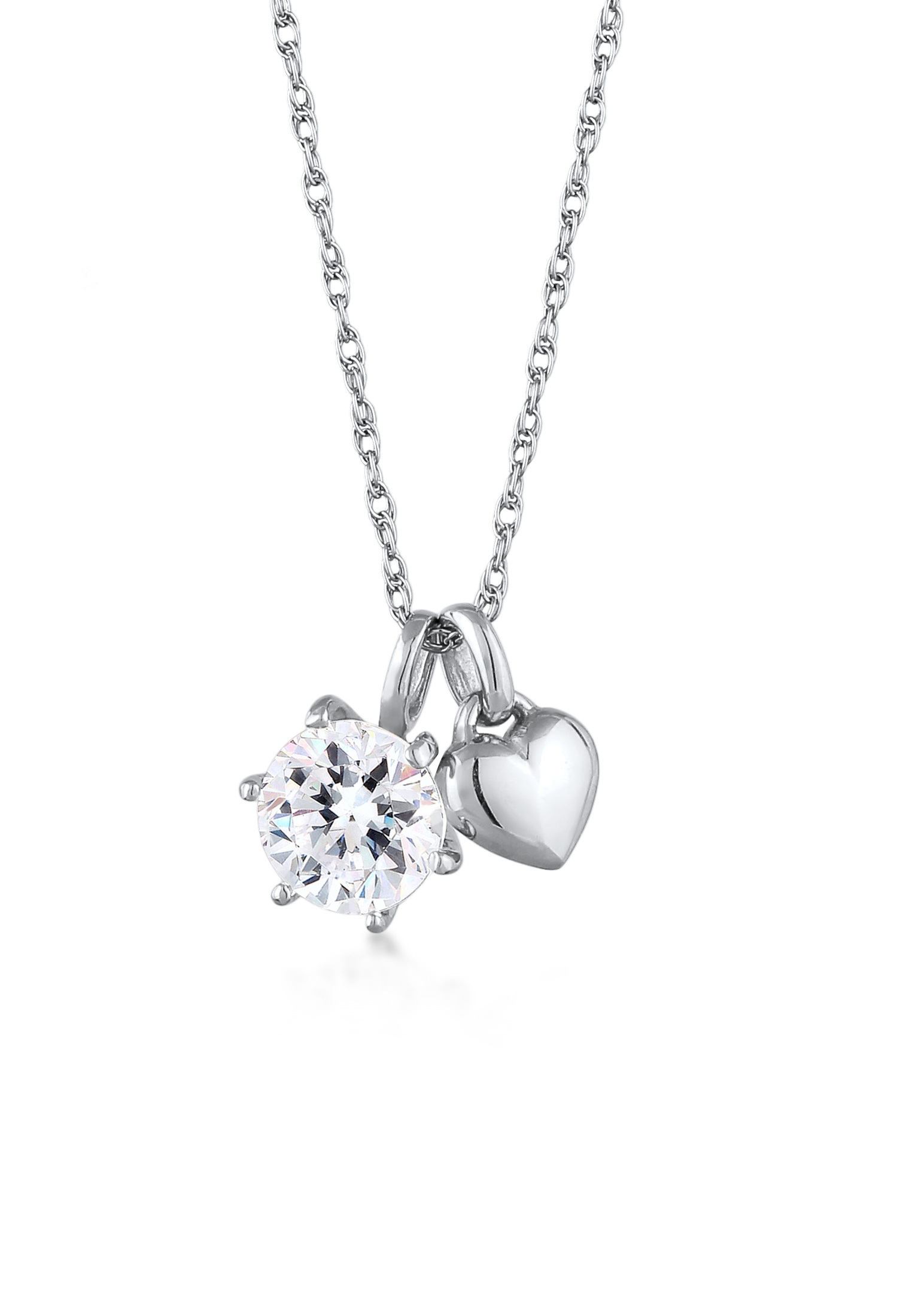 Elli Lange Kette »Halskette Herz Solitär Glas Kristall 925 Sterling Silber«
