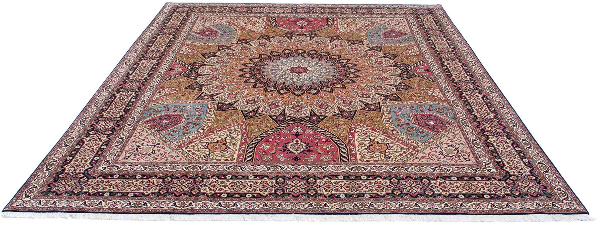 morgenland Orientteppich »Perser - Täbriz - Royal - 293 x 254 cm - mehrfarbig«, rechteckig, 7 mm Höhe, Wohnzimmer, Handgeknüpft, Einzelstück mit Zertifikat