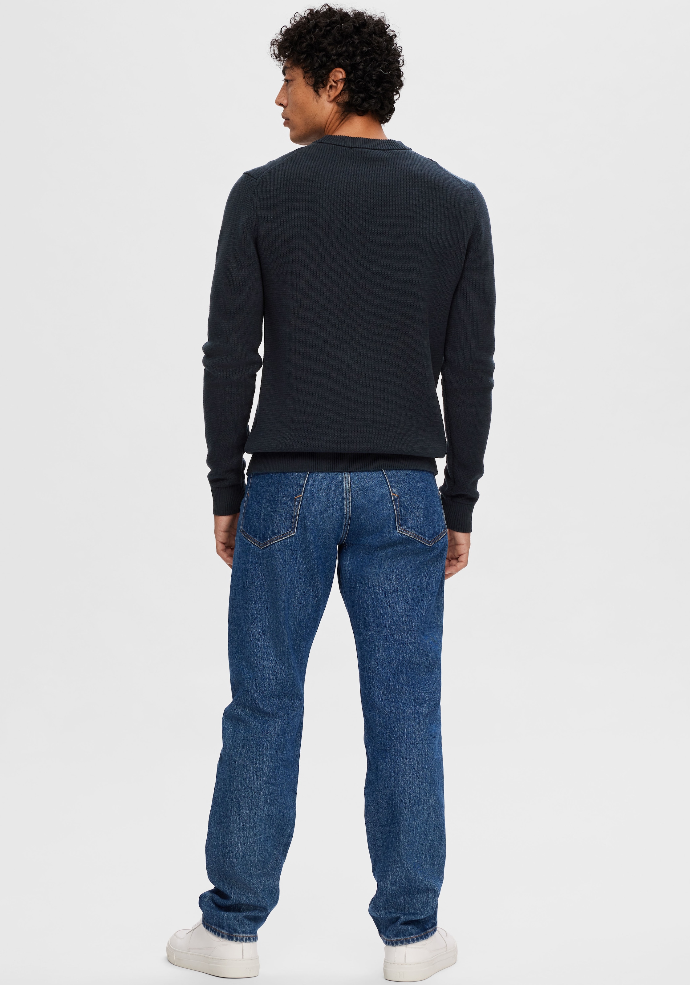 SELECTED HOMME Rundhalspullover »SLHDANE LS KNIT STRUCTURE CREW NECK NOOS«