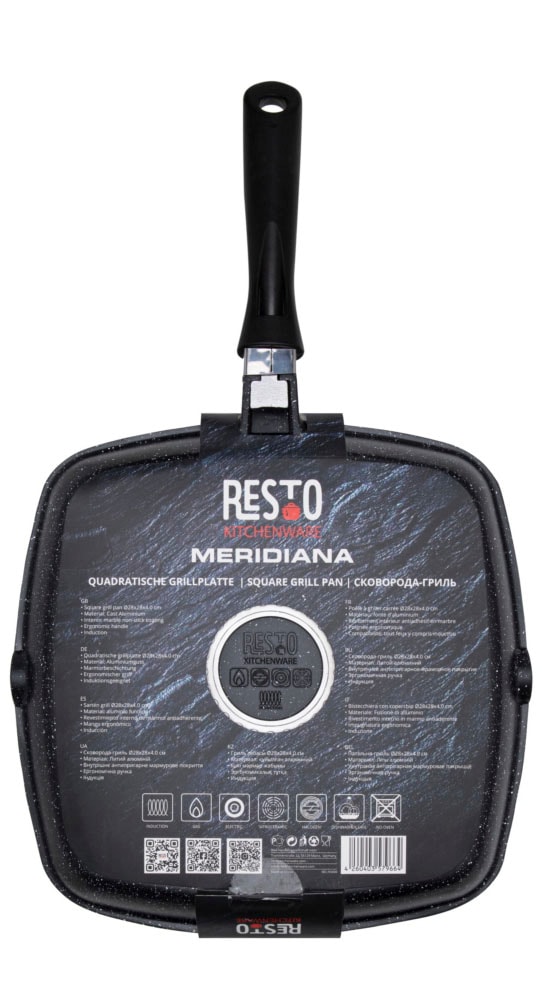 RESTO Kitchenware Grillpfanne »Meridiana, quadratische Steak Pfanne mit Ausguss«, Aluminiumguss, (1 tlg.), Bratpfanne, Eckpfanne mit Marmor-Antihaftbeschichtung