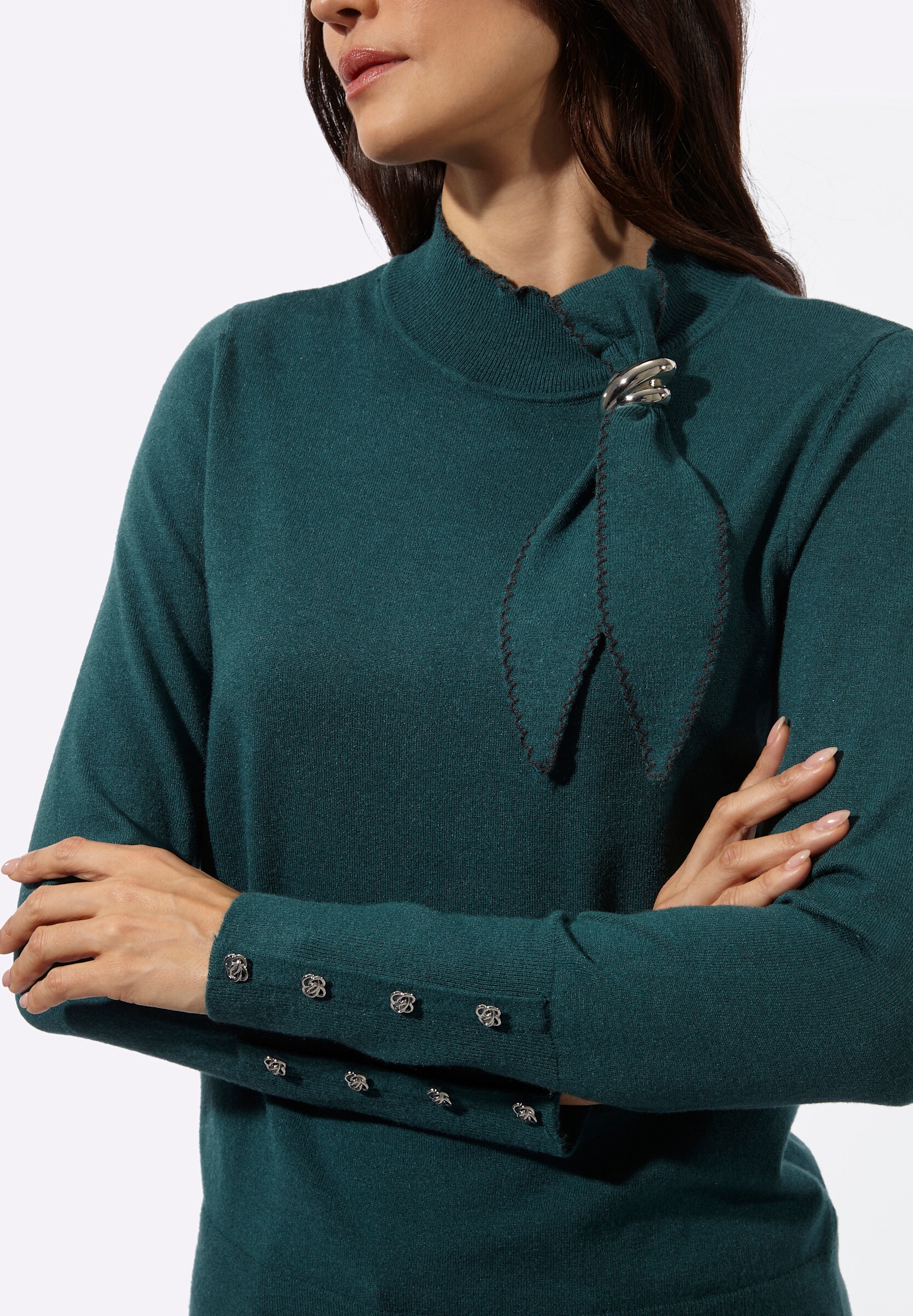 creation L Strickpullover »Modal-Mix-Pullover Stehkragenpullover mit modischer Schluppe«