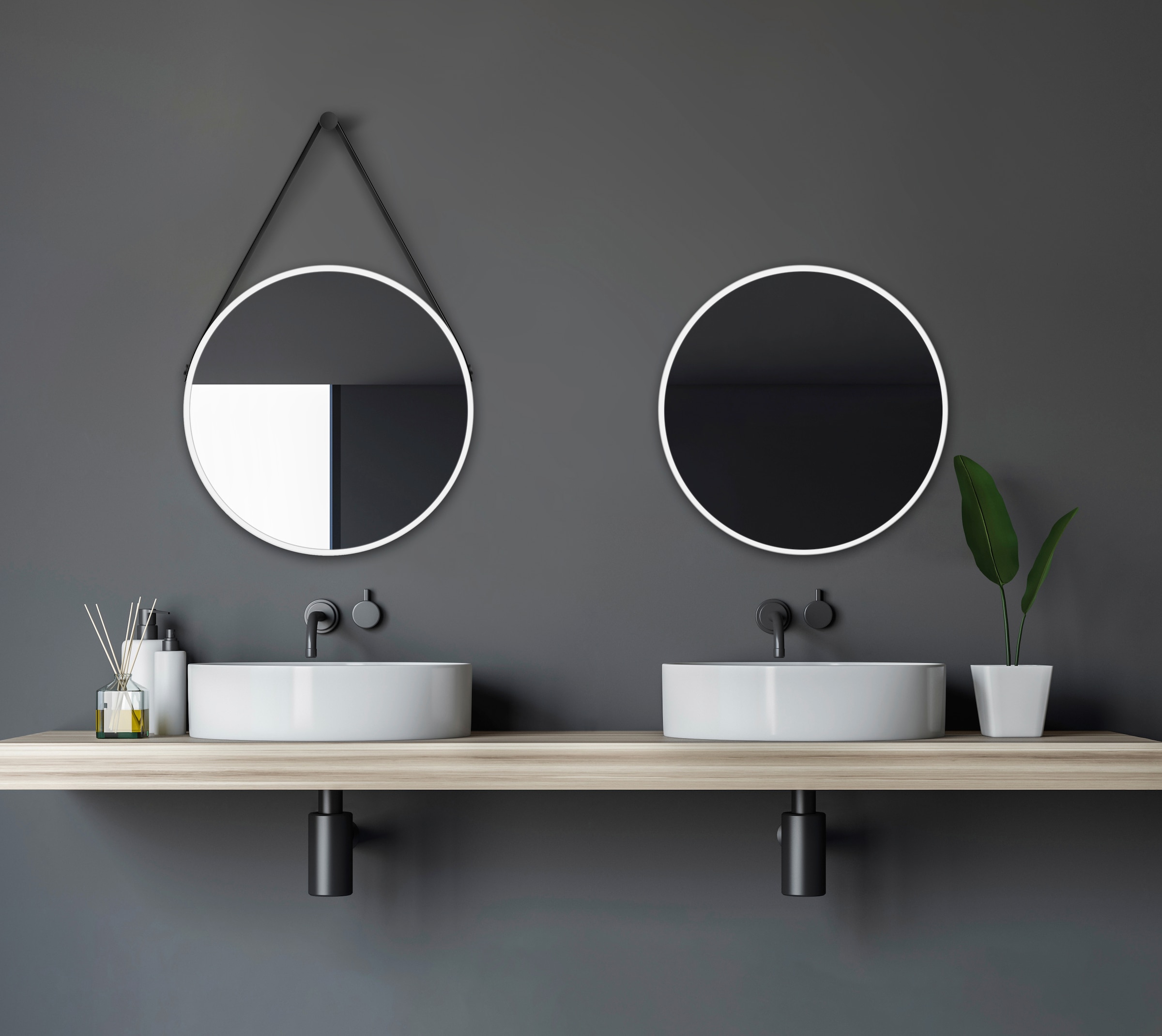 Talos Wandspiegel, dekorativer runder Spiegel mit Aluminiumrahmen, Ø 50 cm
