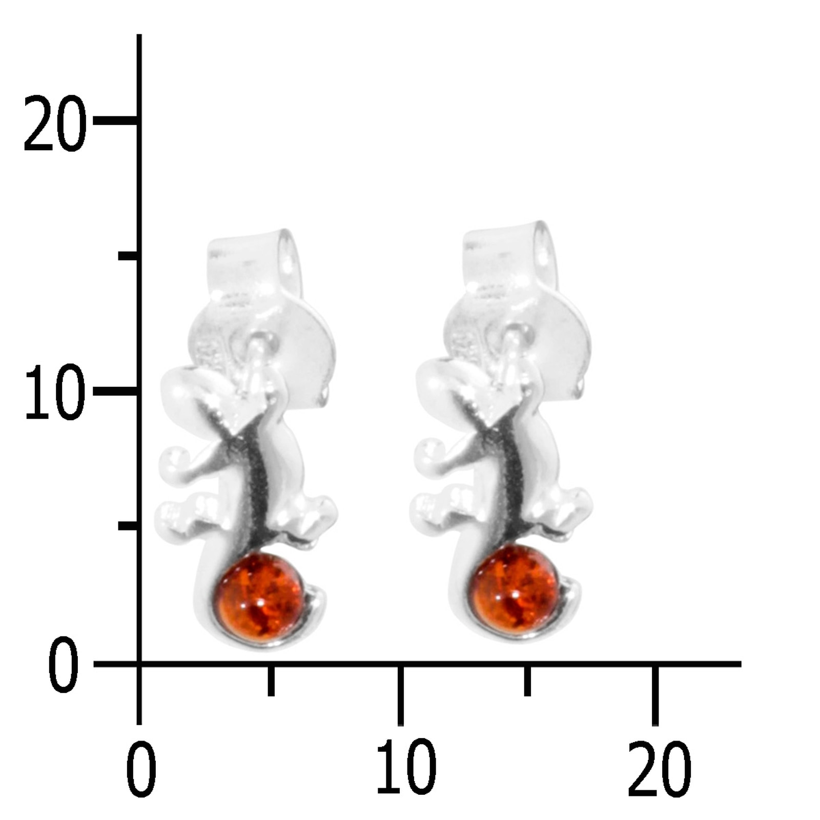 OSTSEE-SCHMUCK Paar Ohrstecker »- Echse - Silber 925/000 - Bernstein«