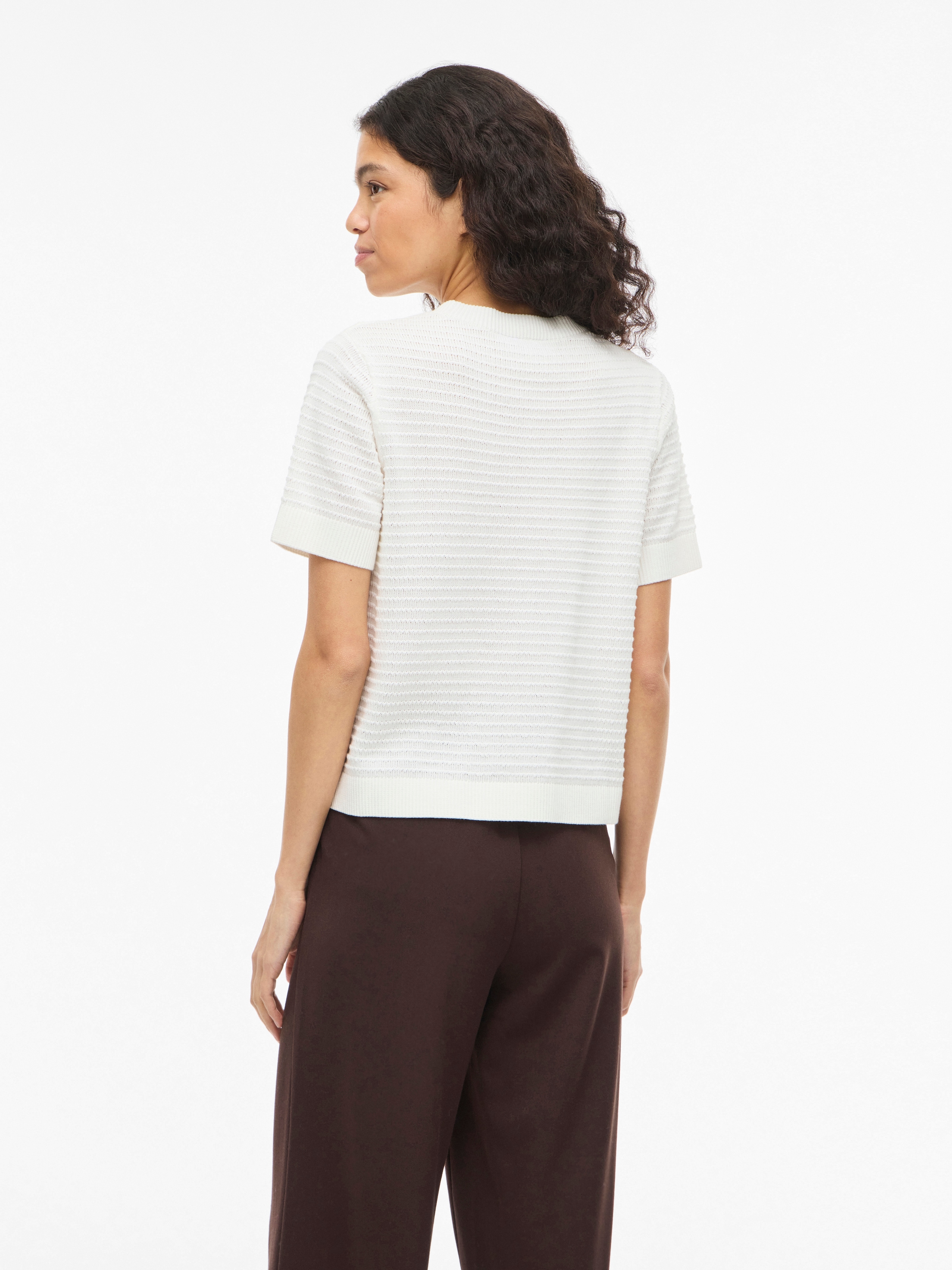 Vila Kurzarmpullover »VILOLLO O-NECK S/S DETAIL KNIT TOP- NOOS«