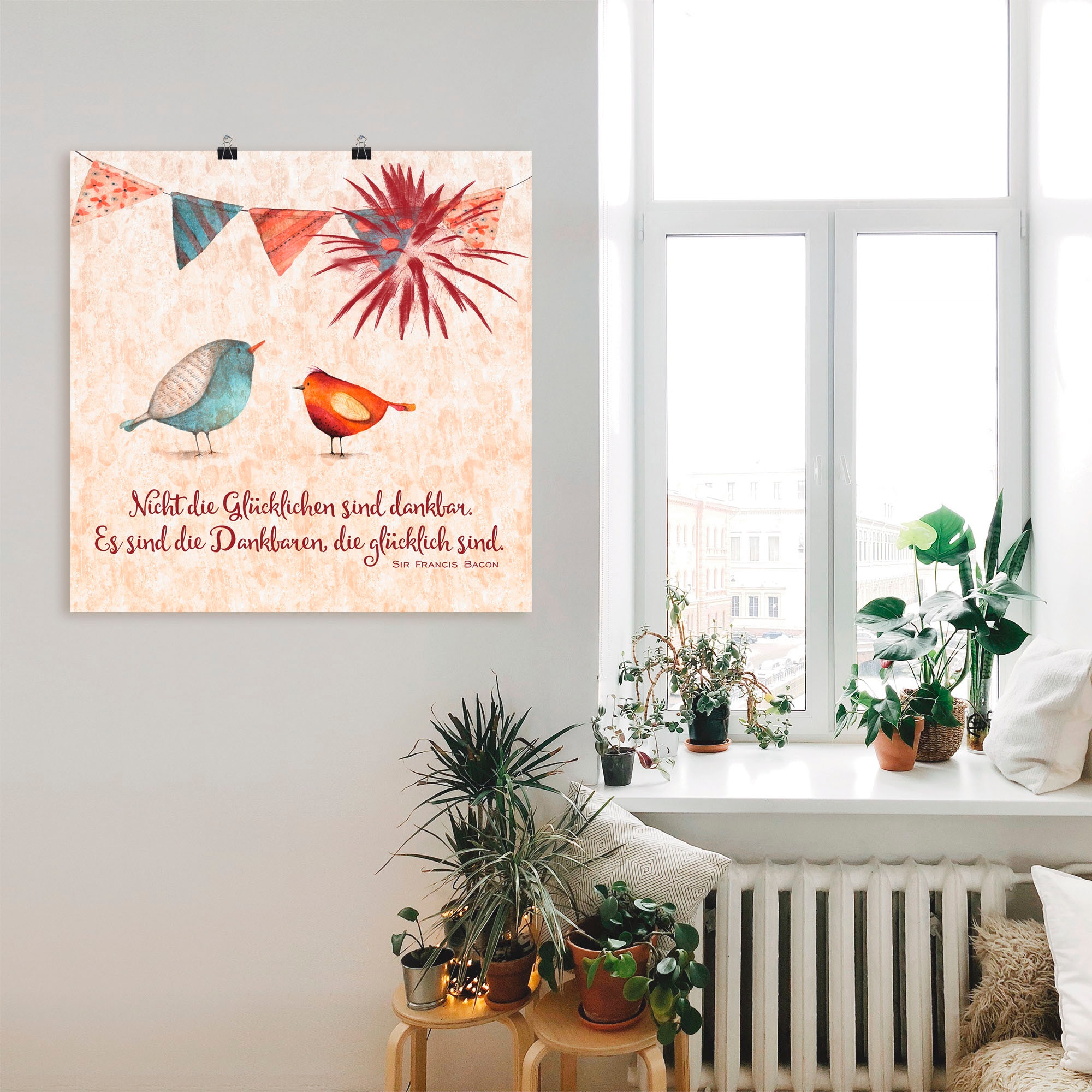 Artland Wandbild »Lebensweisheit Glücklich«, Tiere, (1 St.), als Alubild, Outdoorbild, Leinwandbild, Poster, Wandaufkleber
