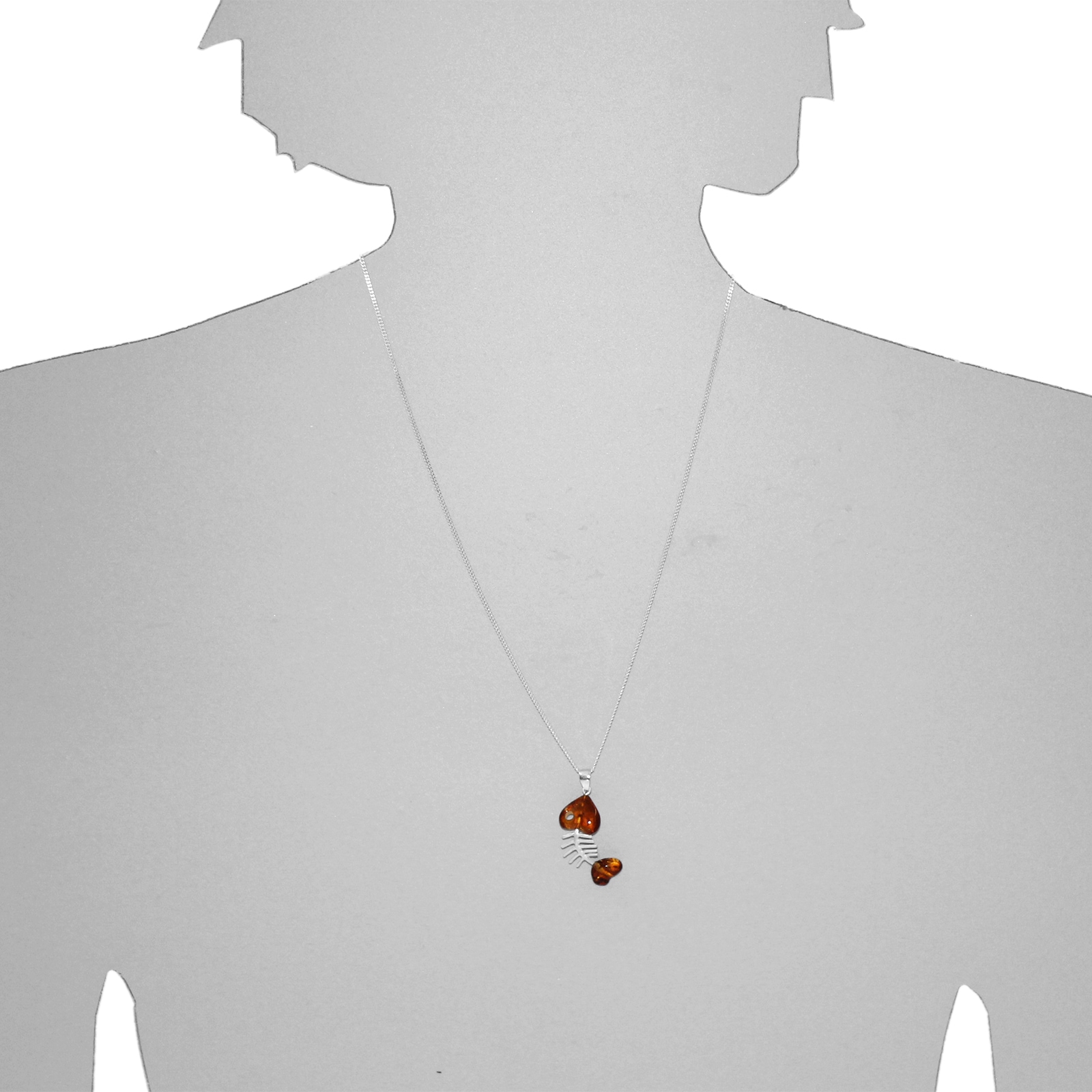 OSTSEE-SCHMUCK Kette mit Anhänger »- Fisch 35 mm - Silber 925/000 - Bernstein«