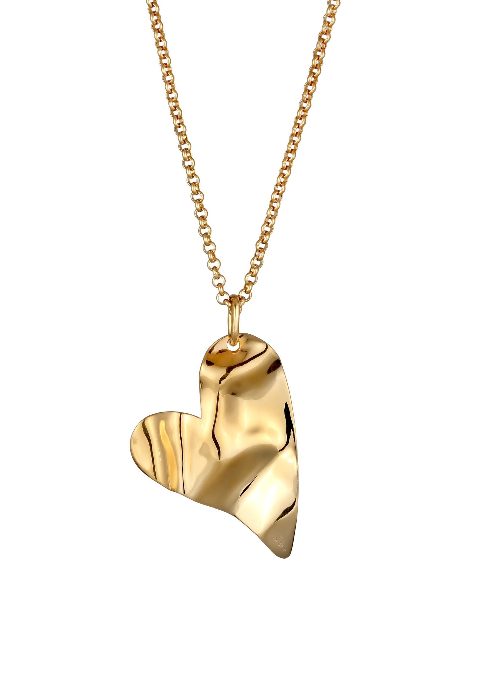 Elli Premium Kette mit Anhänger »Halskette Anhänger Herz 925 Sterling Silber vergoldet«