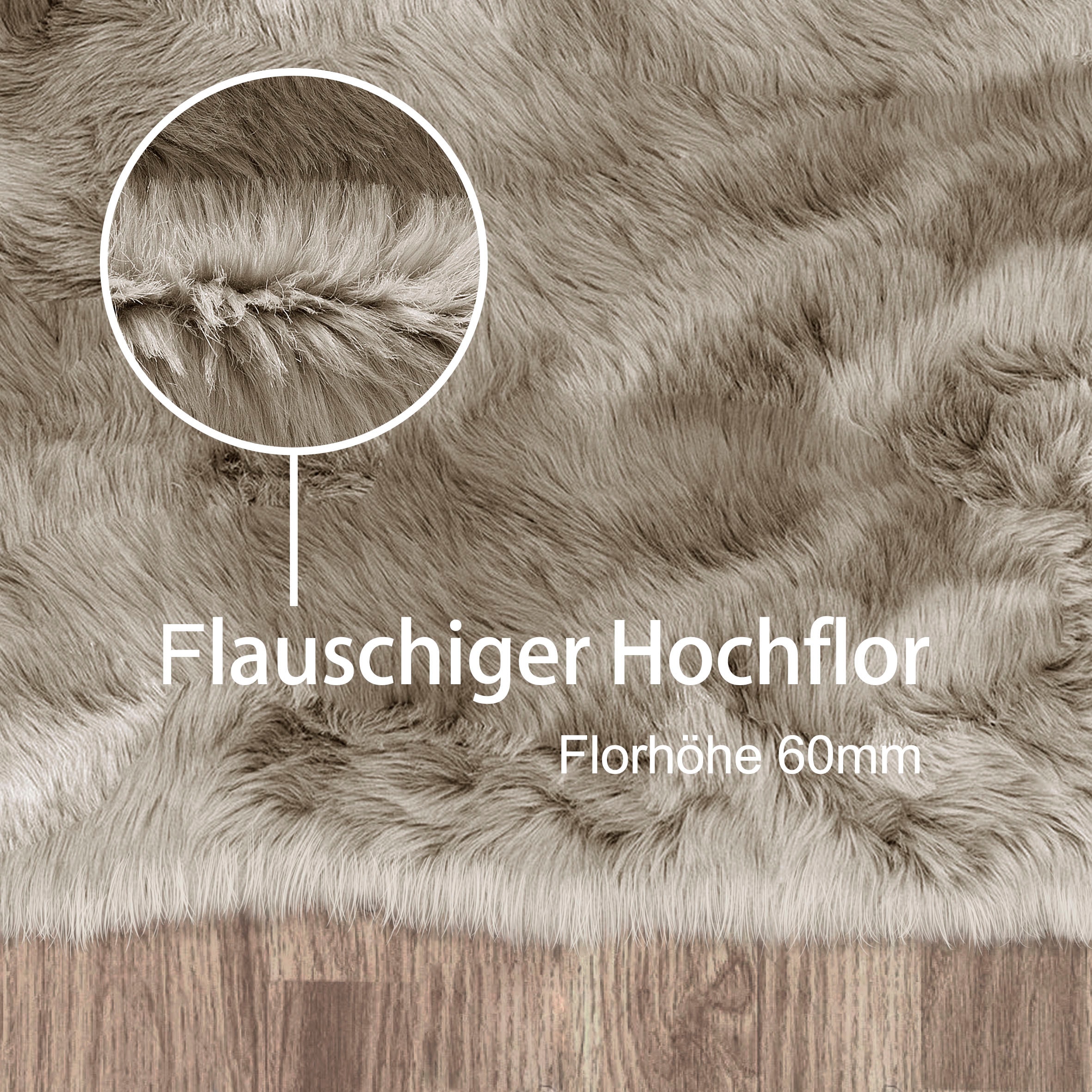 my home Hochflor-Teppich »Valeria Fellteppich kuschelig«, rechteckig, 60 mm Höhe, Kunstfell, weiche Teppiche, Wohnzimmer, Schlafzimmer, Esszimmer