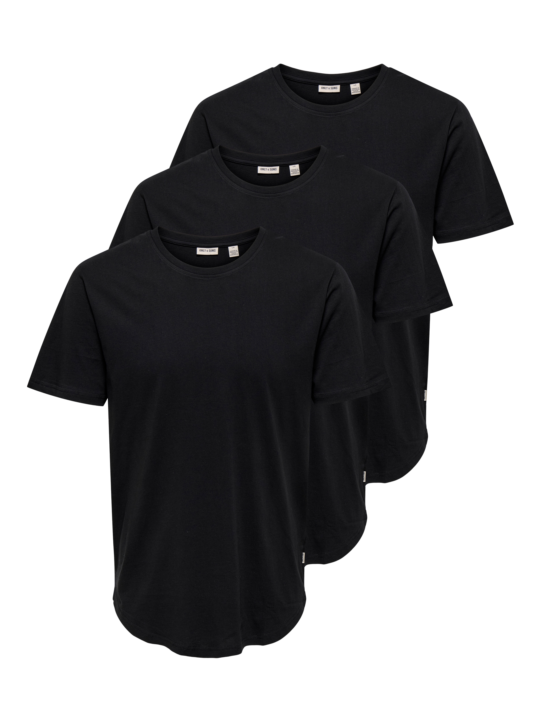 ONLY & SONS Rundhalsshirt »ONSMATT LONGY SS TEE 3-PACK« Packung, 3 Stk. Baumwolle, lang geschnitten