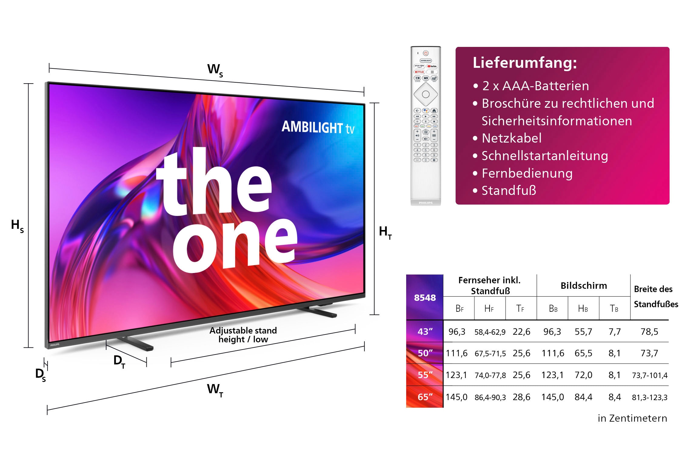 Philips LED-Fernseher »43PUS8548/12«, 4K Ultra HD, Android TV-Google TV-Smart-TV, 3-seitiges Ambilight