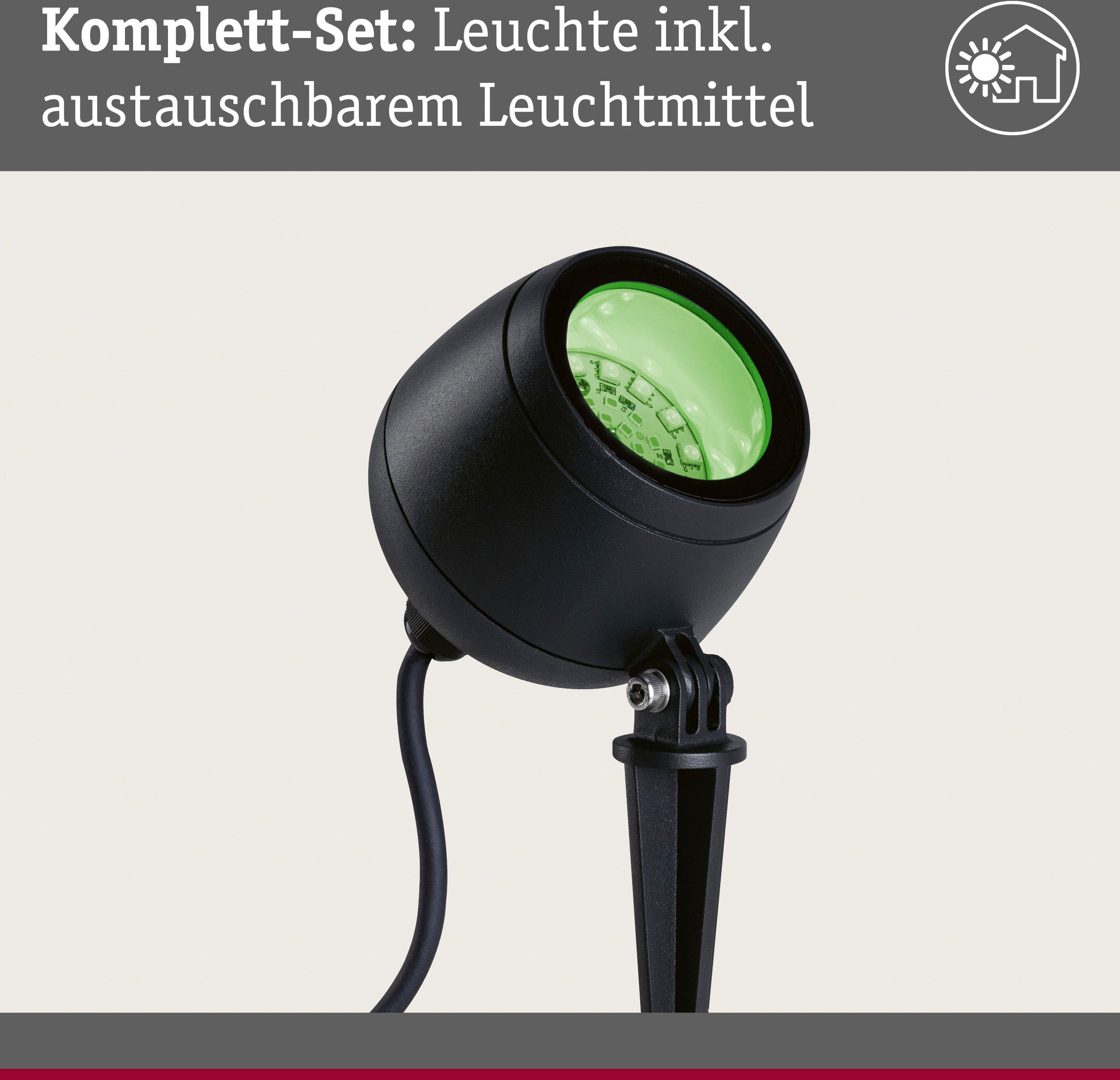 Paulmann LED Gartenleuchte »Outdoor 230V Spot Kikolo RGBW ZigBee«, 1 flammig, ZigBee RGBW