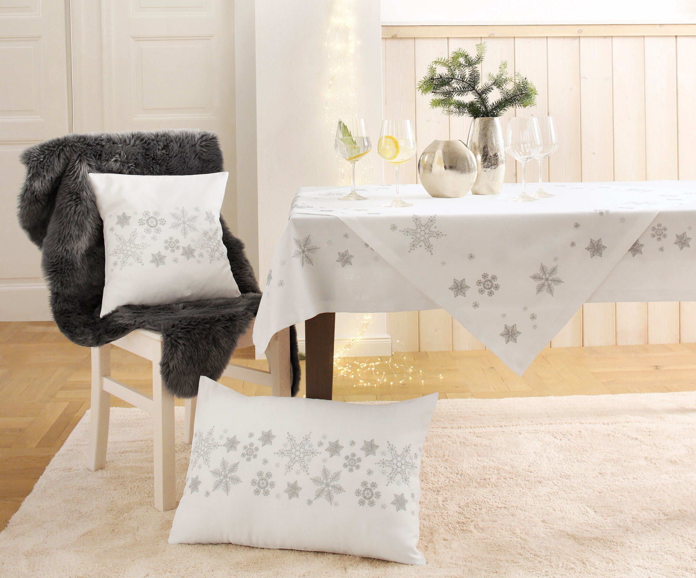Tischdecke mit aufwendiger Dreams Weihnachtsdeko«, bei OTTO online »Schneeflocke, Stickerei
