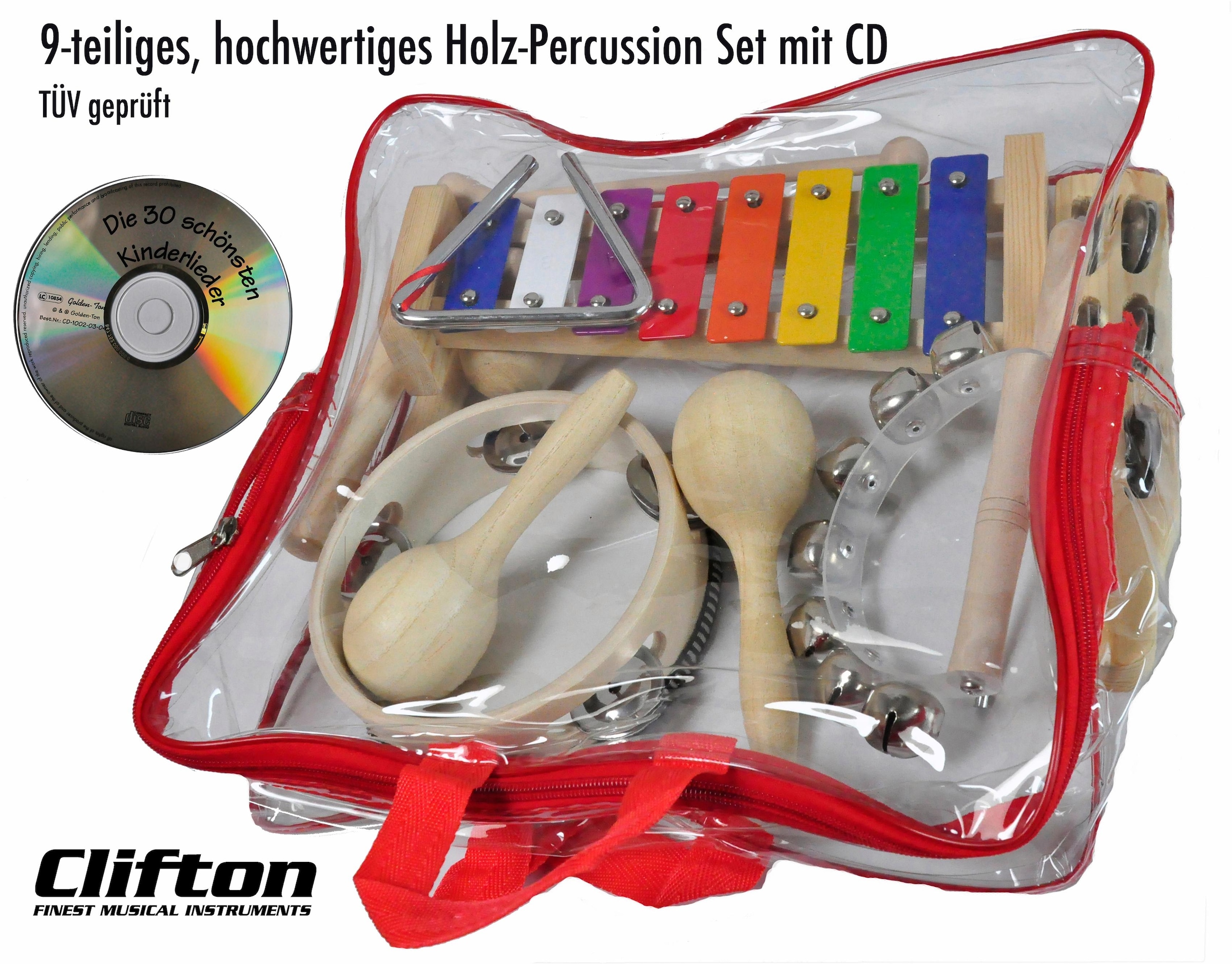 Clifton Trommel »9 teiliges Kinder Percussion Set mit CD«