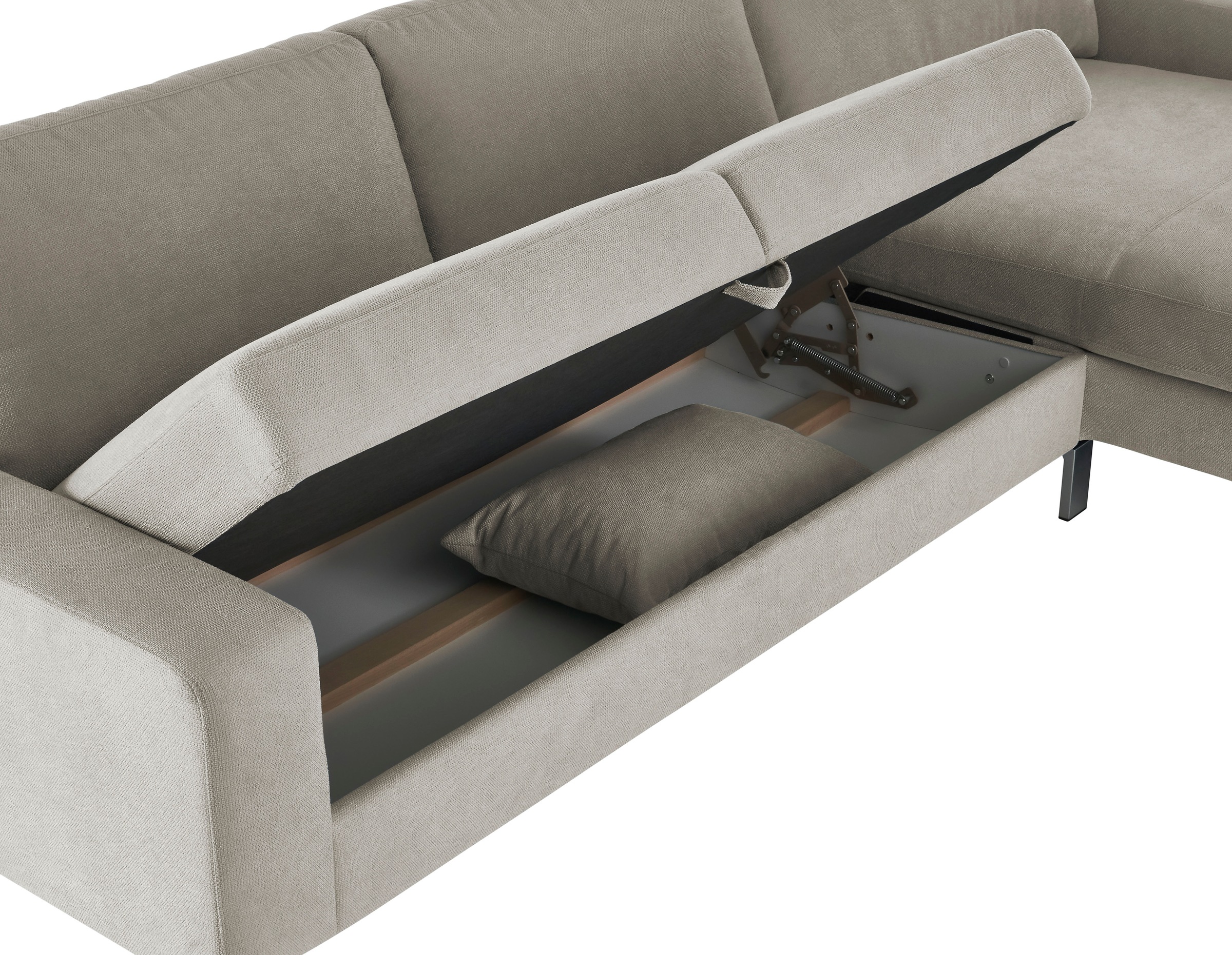 3C Candy Ecksofa »Lecce, wahlweise PUR-Schaumstoff oder Tonnentaschenfederkern«, Bett im 2,5-Sitzer, teilmotorische Schlaffunktion im Longchair, L-Form