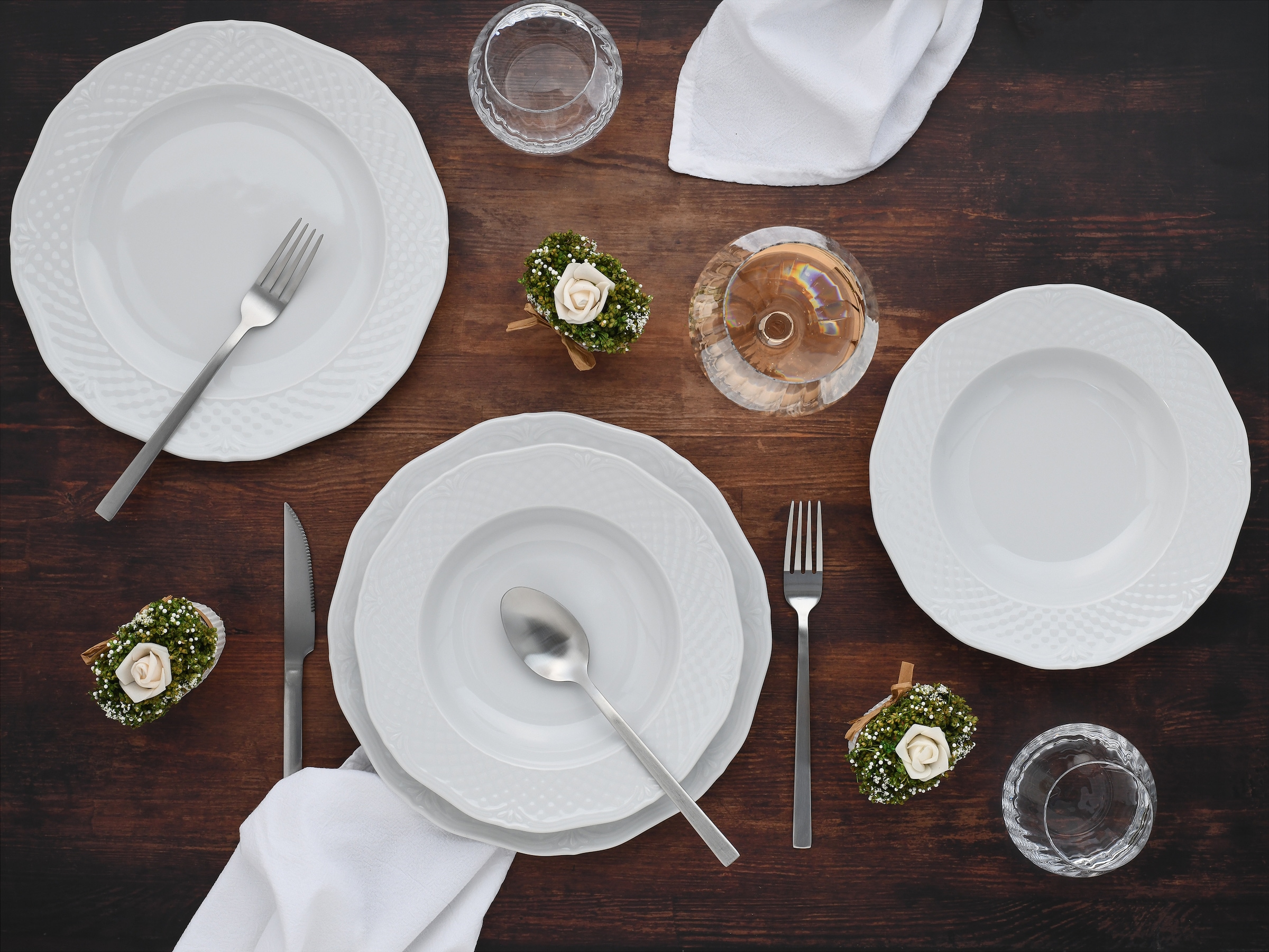 CreaTable Tafelservice »Arianne Weiss, Service 12-tlg.« Klassisch, Zeitlos